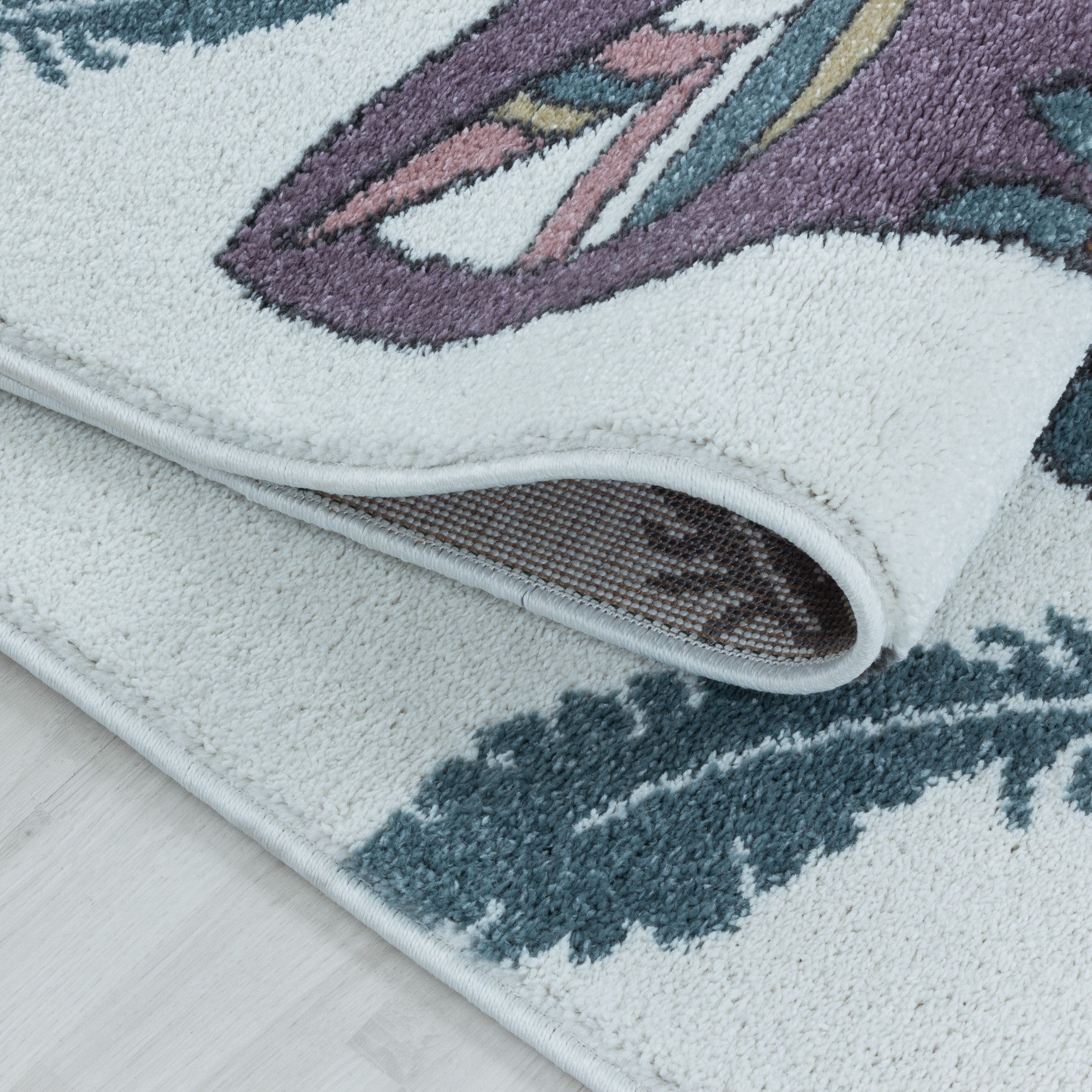 Kurzflor Kinderteppich Design Indianer Bär Feder Kinderzimmer Teppich Gelb