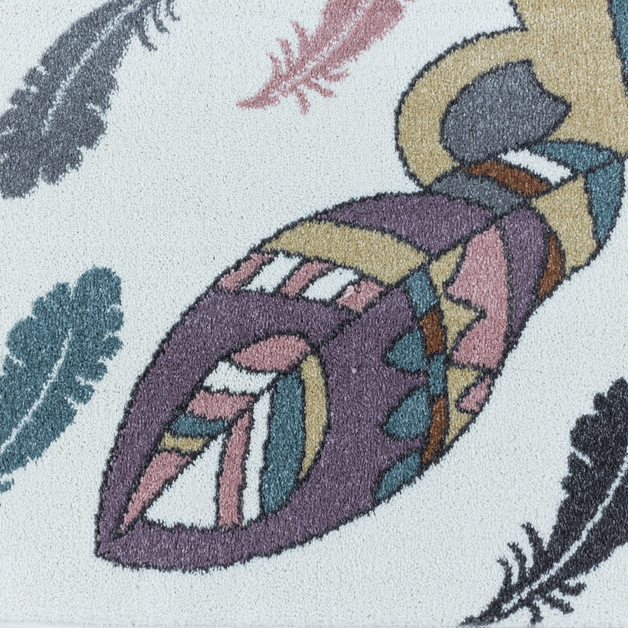 Kurzflor Kinderteppich Design Indianer Bär Feder Kinderzimmer Teppich Gelb