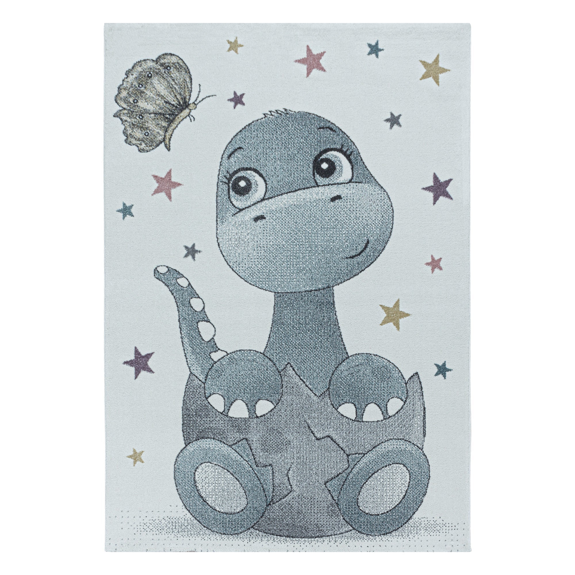 Kurzflor Kinderteppich Design Dino Baby Saurier Kinderzimmer Teppich Blau