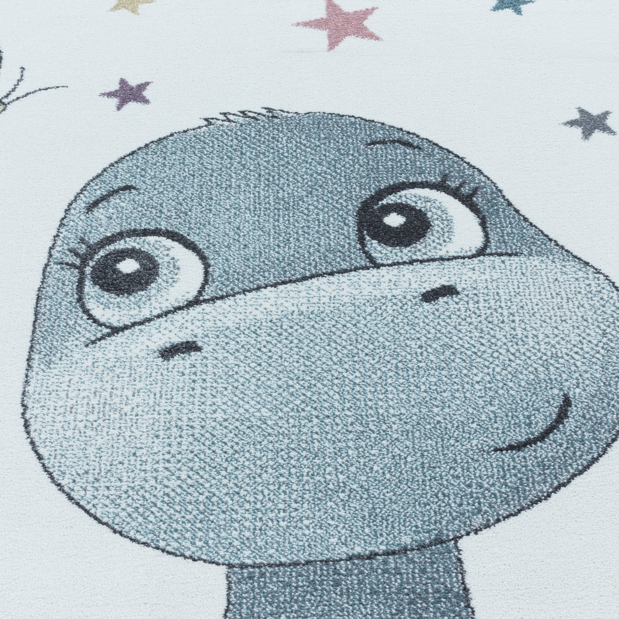 Kurzflor Kinderteppich Design Dino Baby Saurier Kinderzimmer Teppich Blau