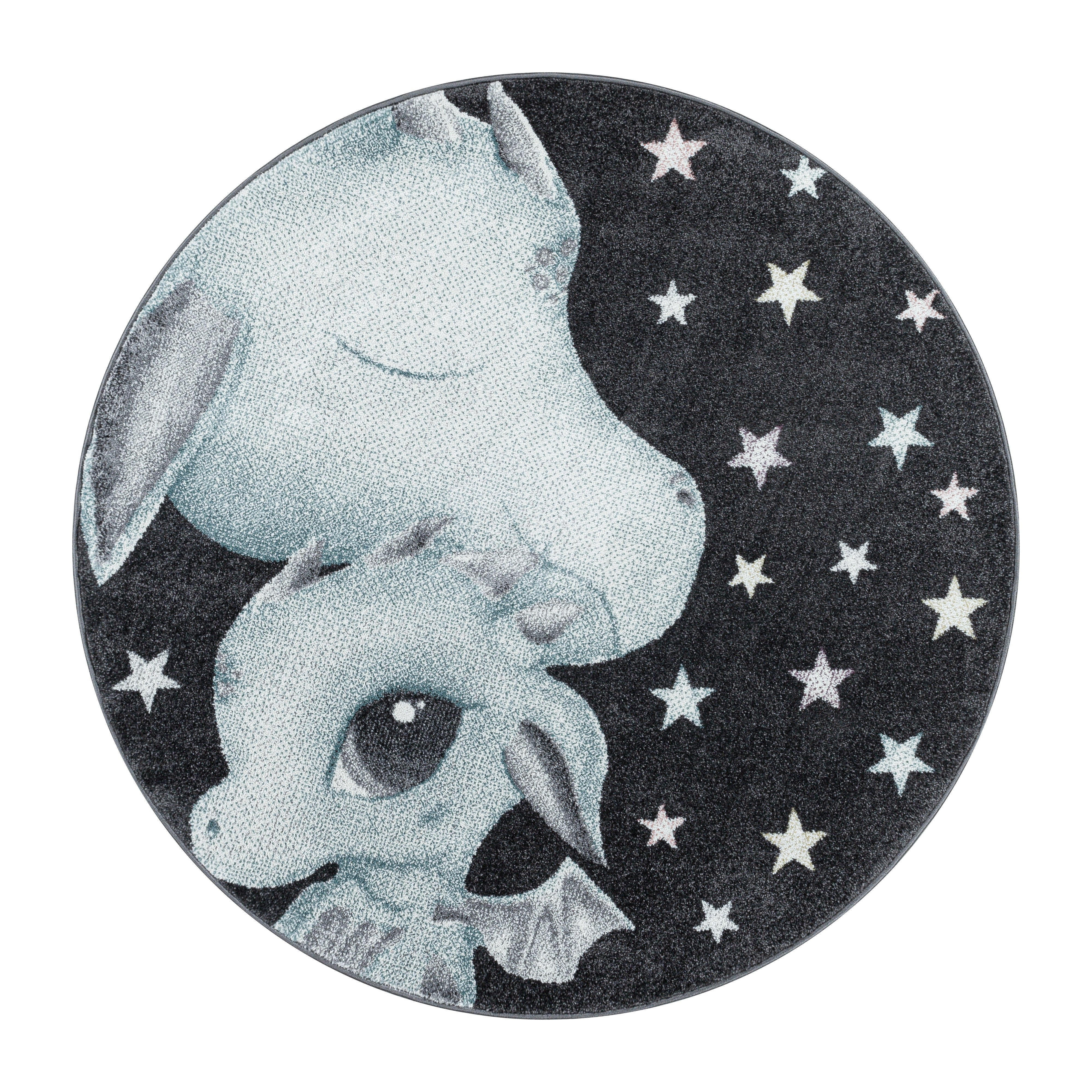 Kurzflor Kinderteppich Design Drachen Baby Saurier Kinderzimmer Teppich Blau