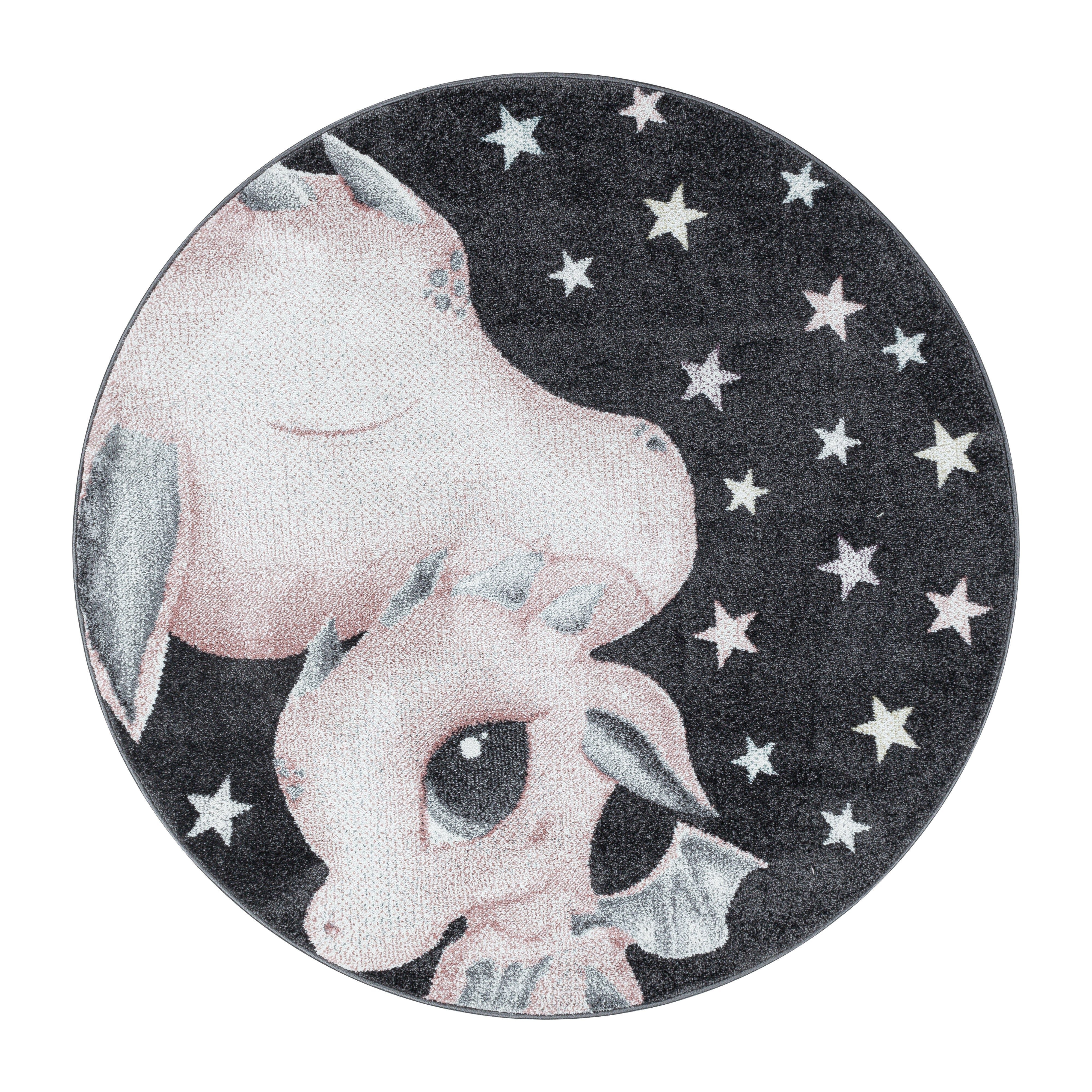 Kurzflor Kinderteppich Design Drachen Baby Saurier Kinderzimmer Teppich Pink