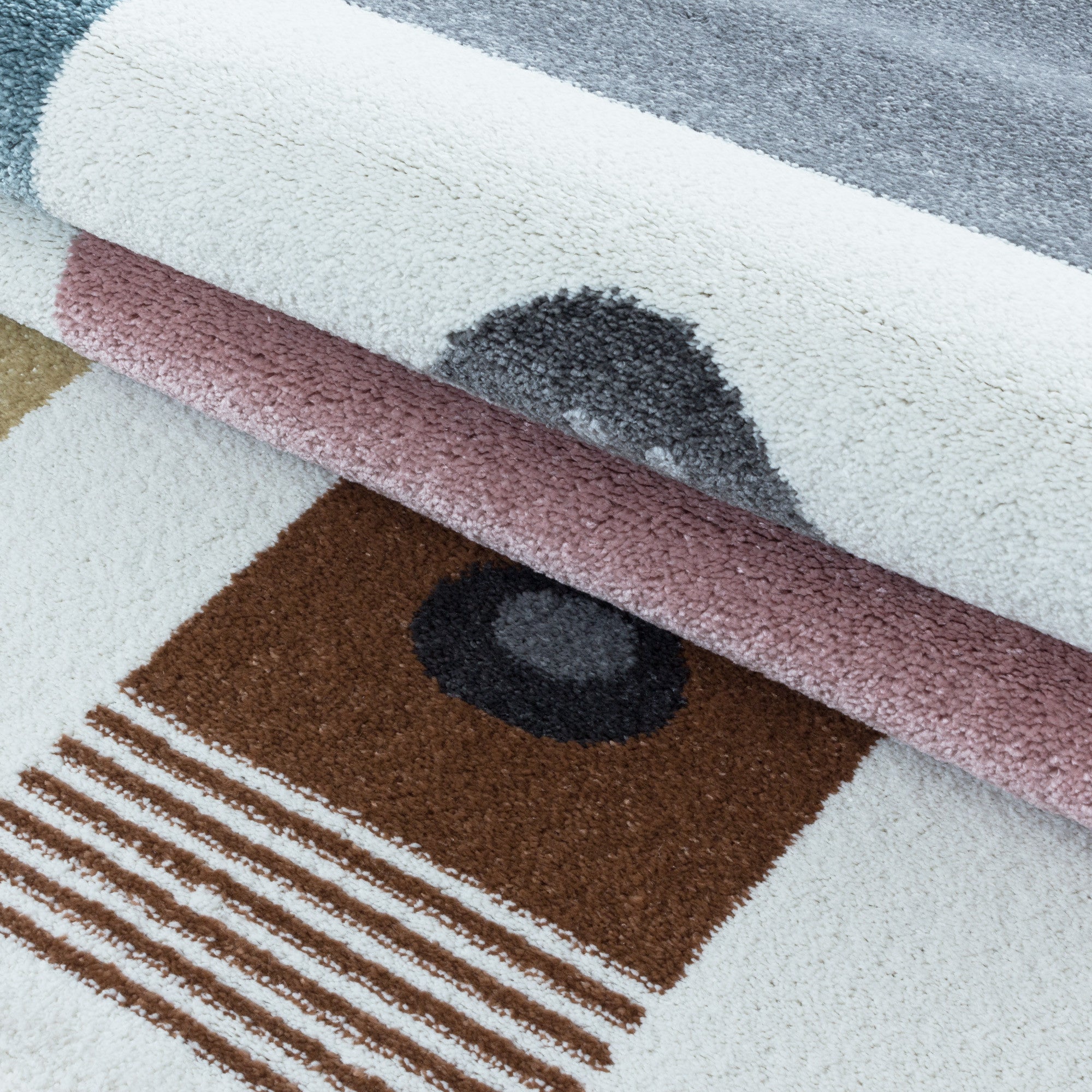 Kurzflor Kinderteppich Design Walross Hase Bär Kinderzimmer Teppich Mehrfarbig