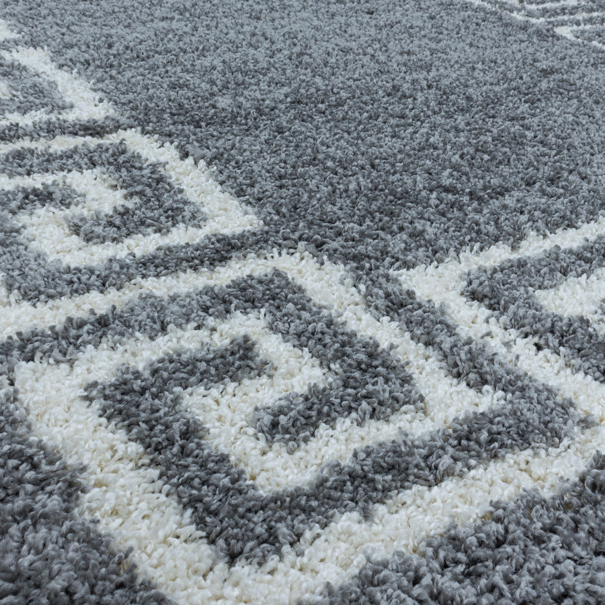 Wohnzimmerteppich Design Hochflor Teppich Muster Antike Bordüre Farbe Grau