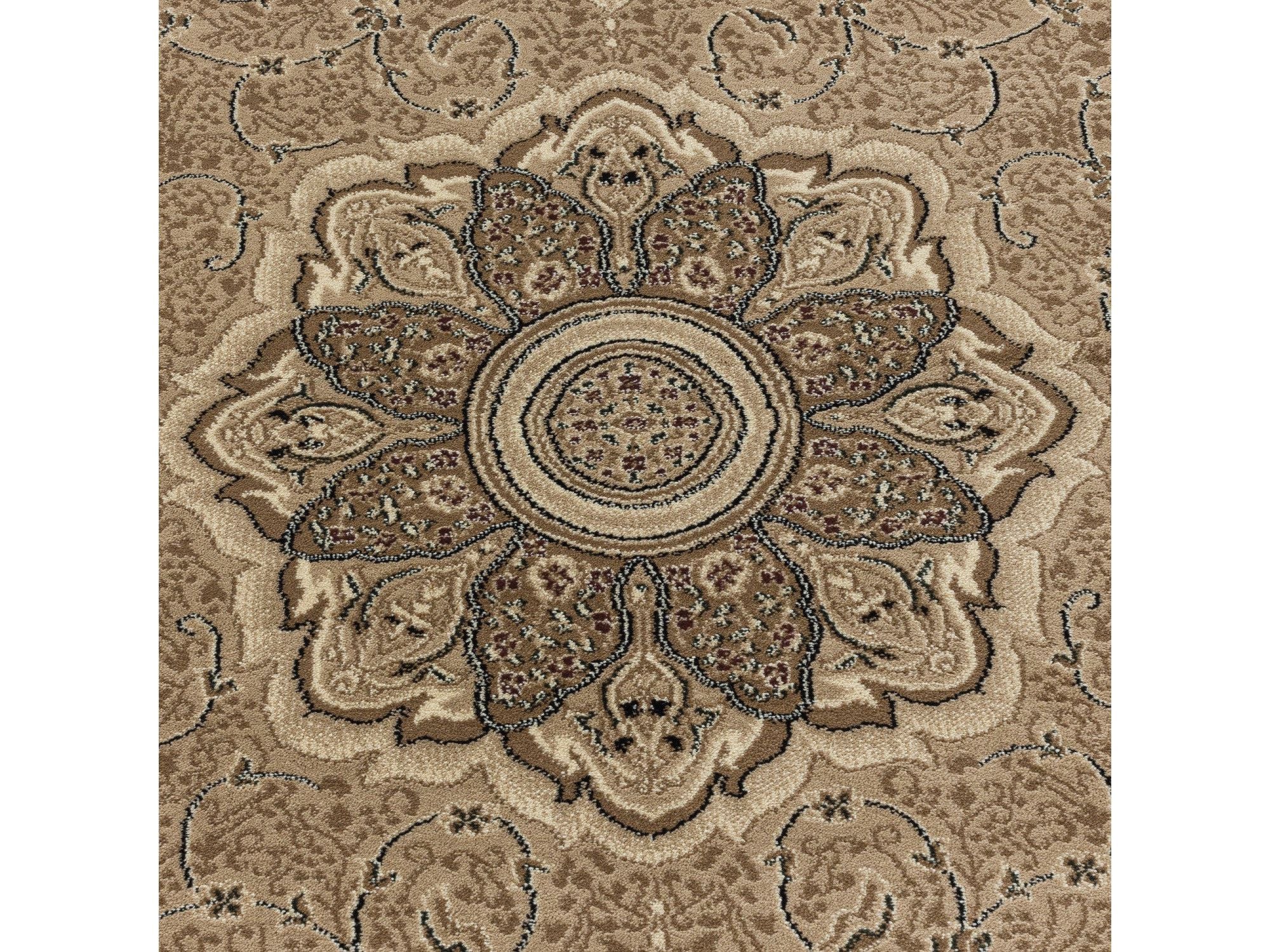 Wohnzimmer Teppich Kurzflor Design Orient Teppich Klassik Ornament Bordüre Beige