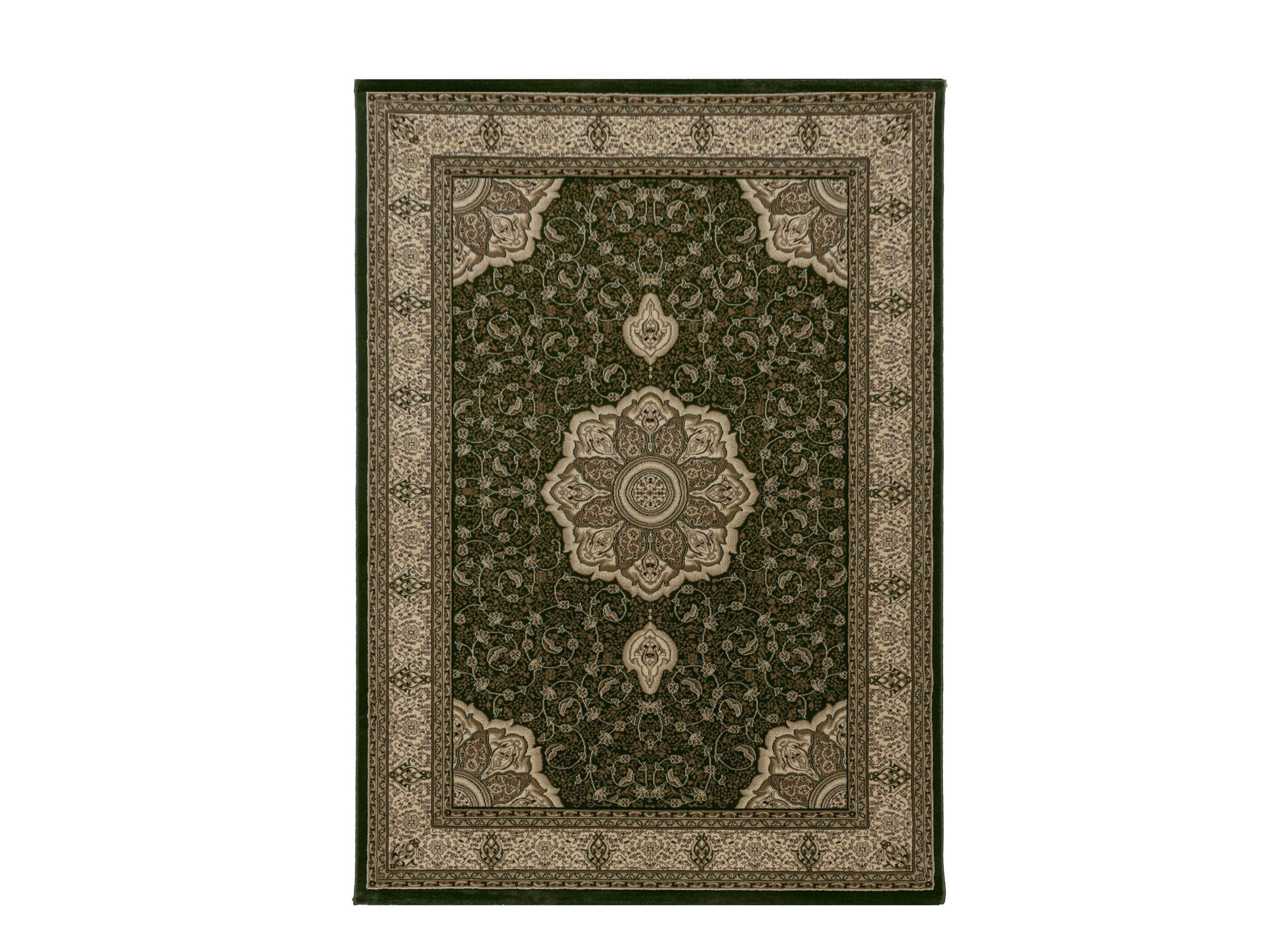 Wohnzimmer Teppich Kurzflor Design Orient Teppich Klassik Ornamente Bordüre Grün