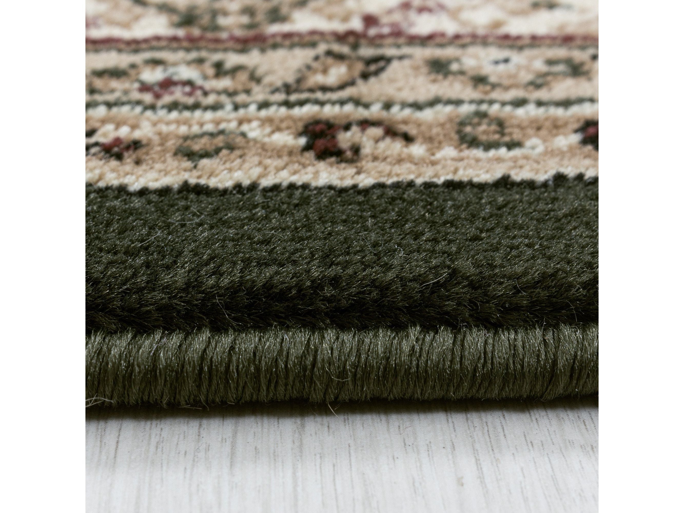 Wohnzimmer Teppich Kurzflor Design Orient Teppich Klassik Ornamente Bordüre Grün