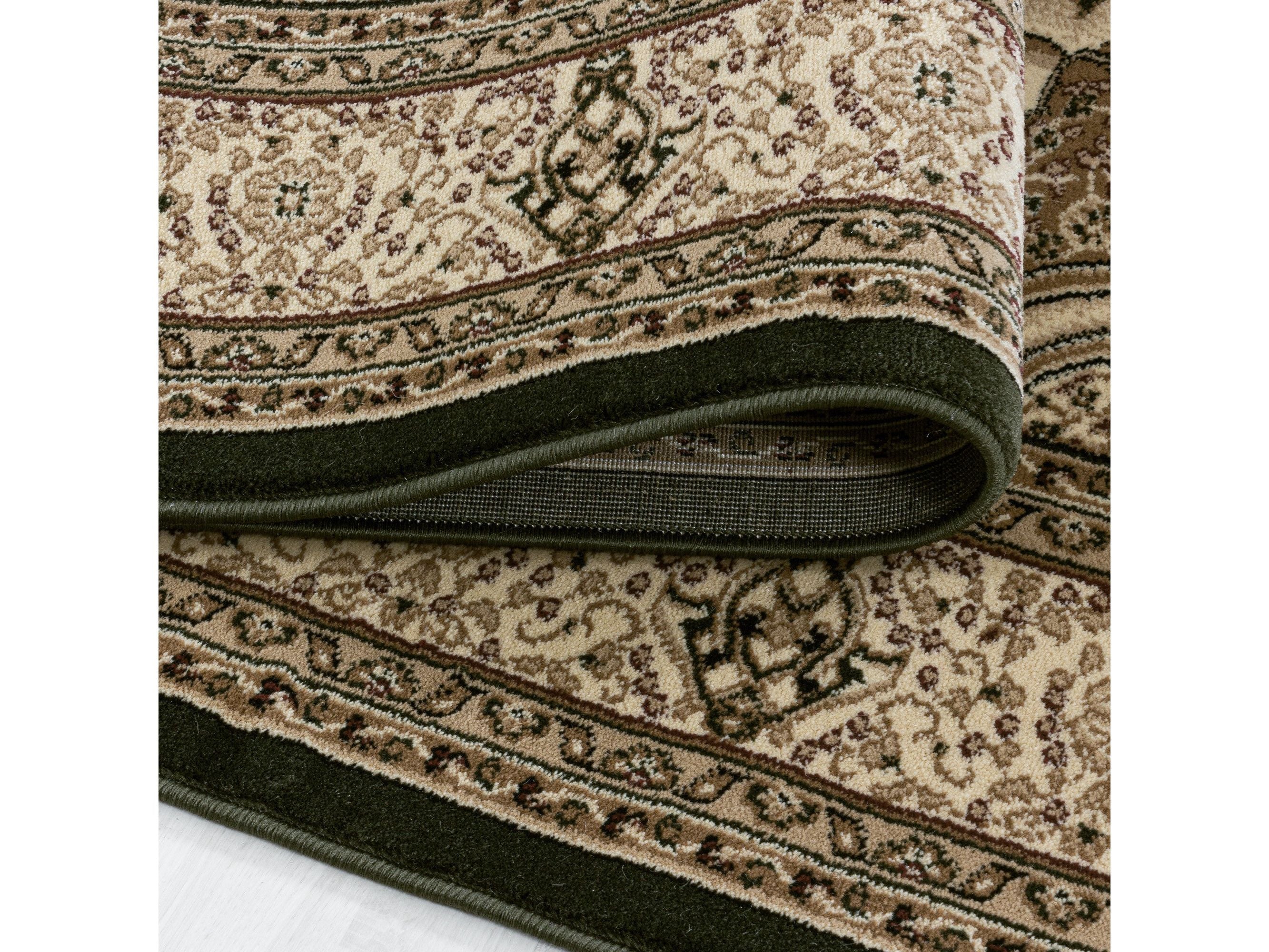 Wohnzimmer Teppich Kurzflor Design Orient Teppich Klassik Ornamente Bordüre Grün