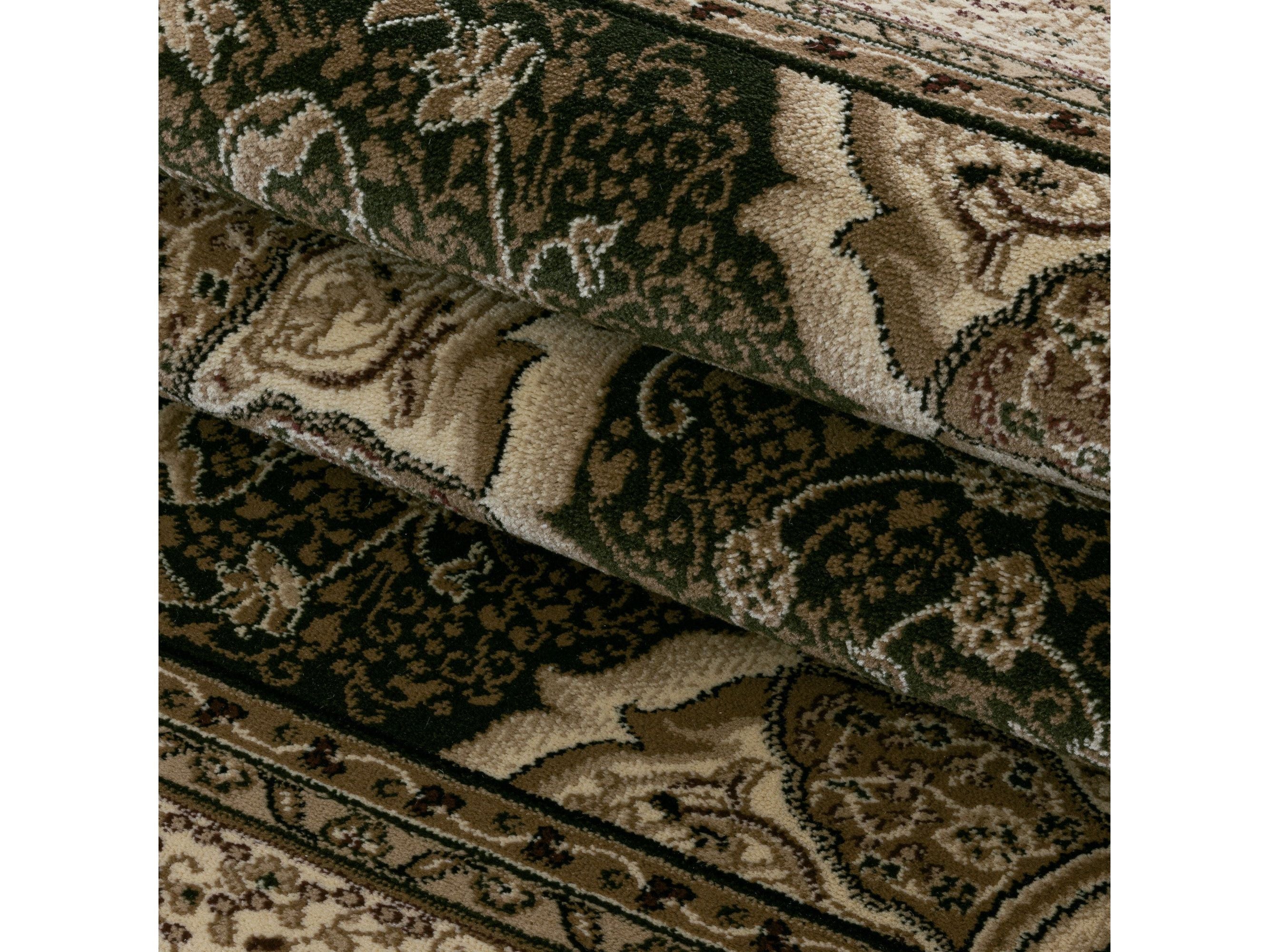 Wohnzimmer Teppich Kurzflor Design Orient Teppich Klassik Ornamente Bordüre Grün