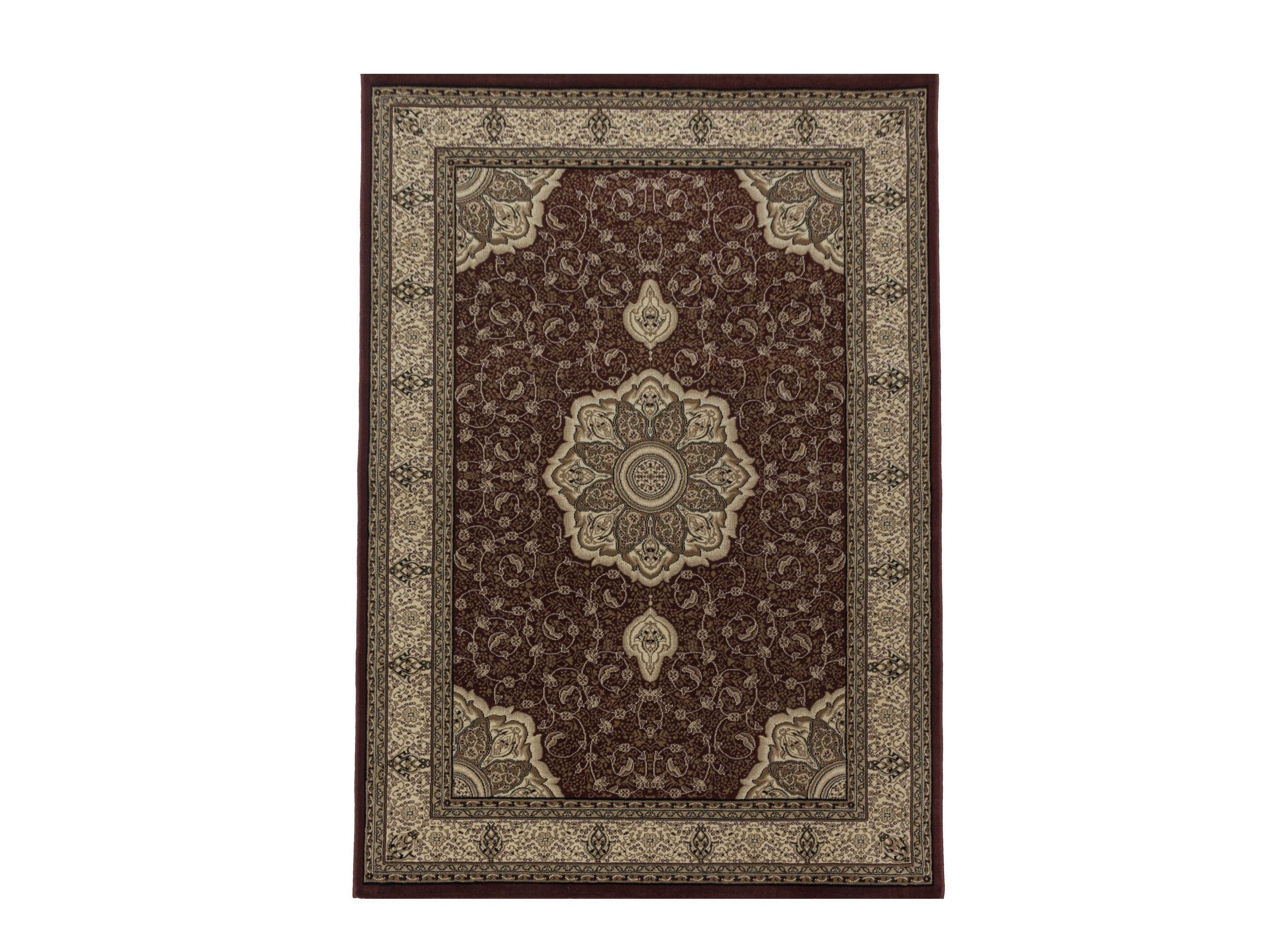 Wohnzimmer Kurzflor Teppich Design Orient Teppich Klassik Ornamente Bordüre Rot