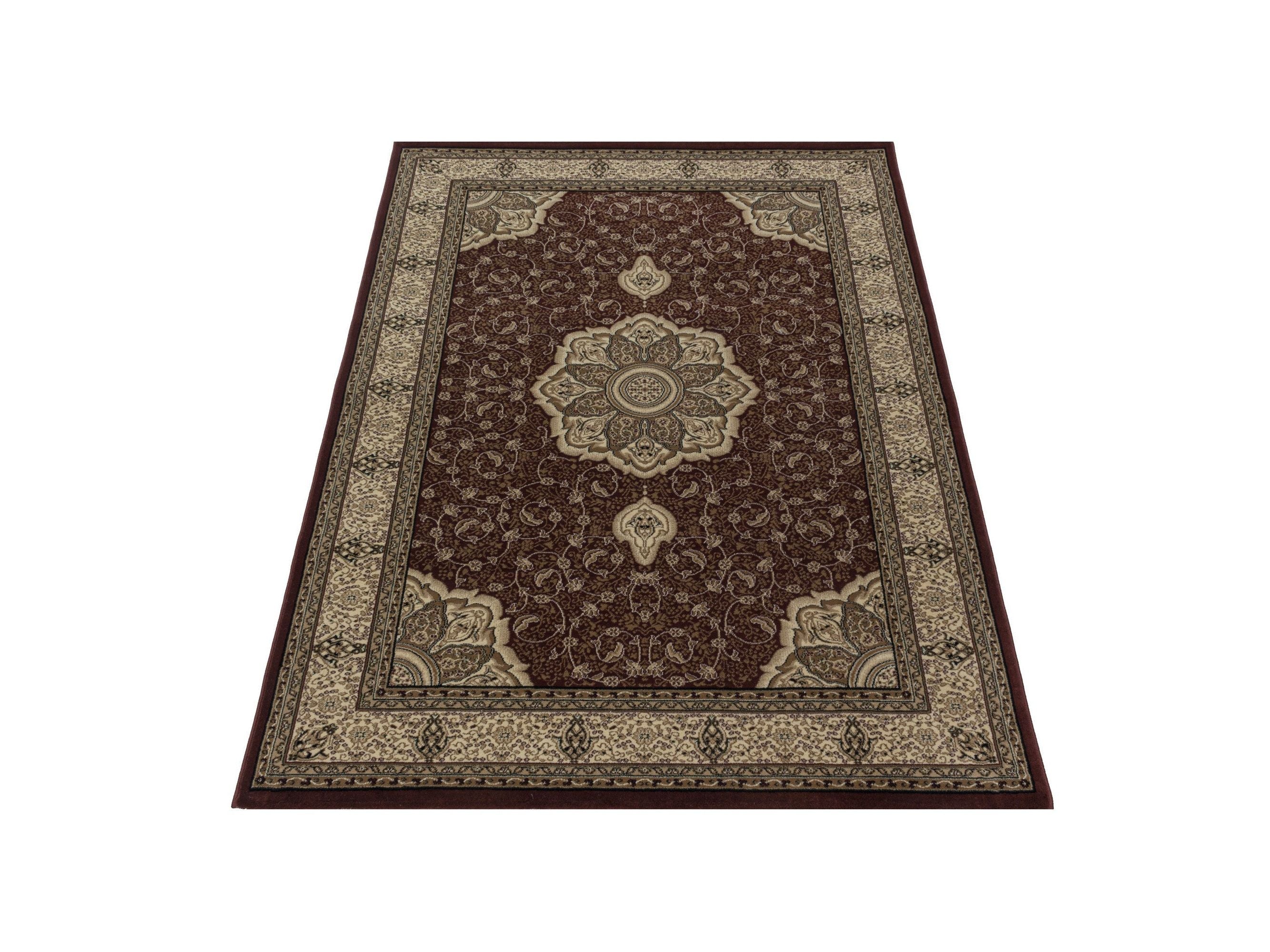 Wohnzimmer Kurzflor Teppich Design Orient Teppich Klassik Ornamente Bordüre Rot