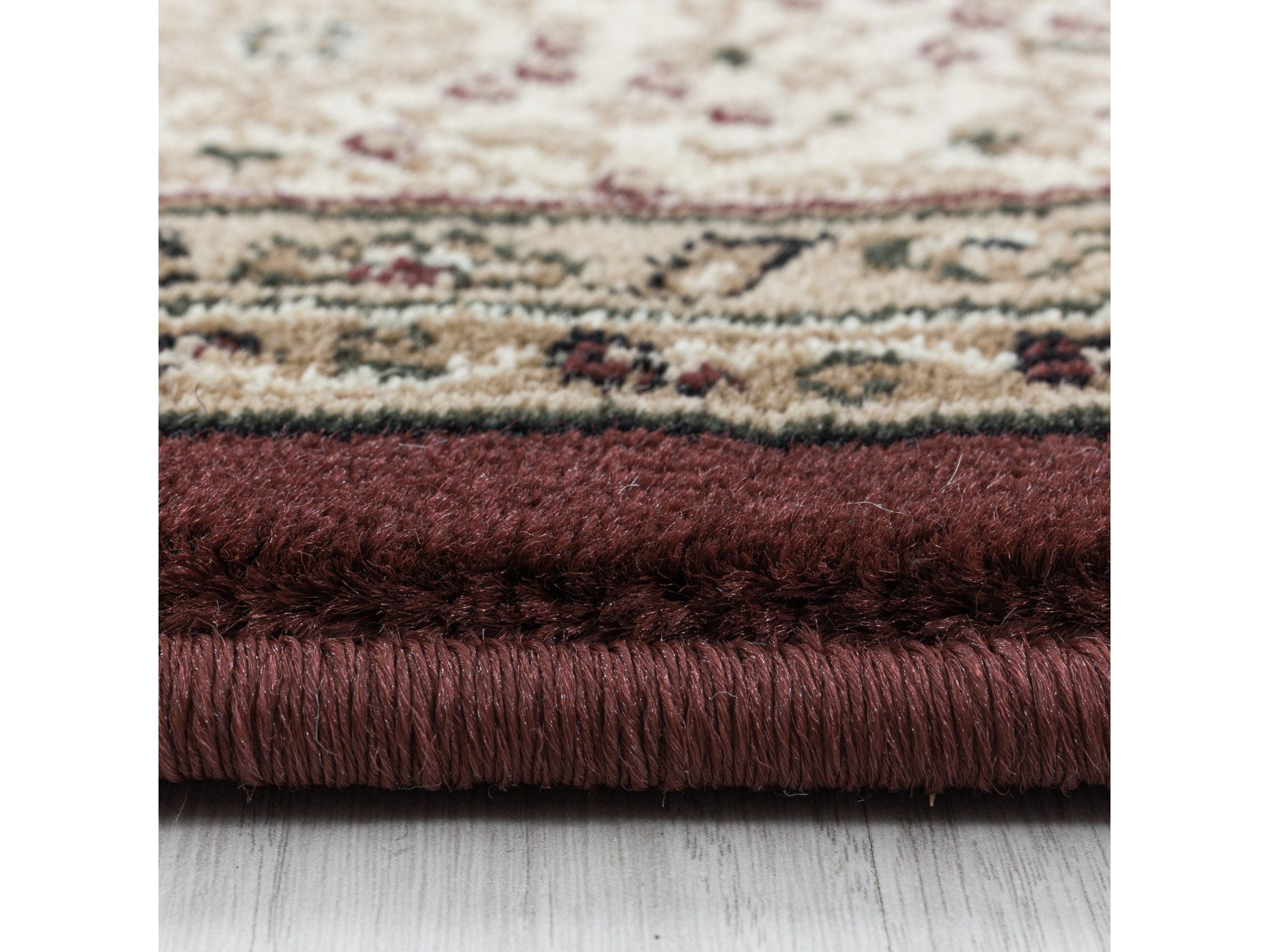Wohnzimmer Kurzflor Teppich Design Orient Teppich Klassik Ornamente Bordüre Rot