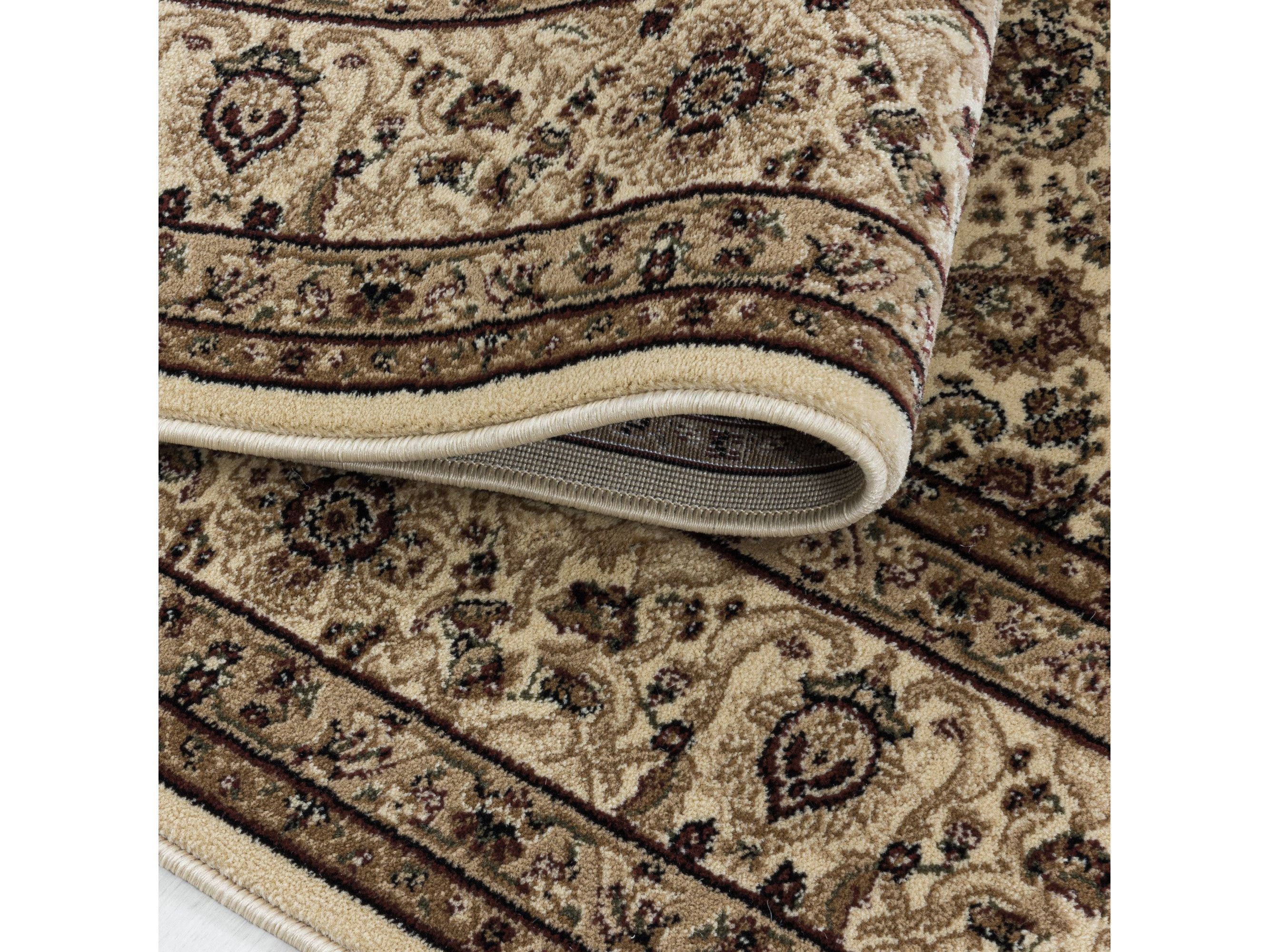 Wohnzimmer Kurzflor Teppich Design Orient Teppich Klassik Antike Ornamente Beige