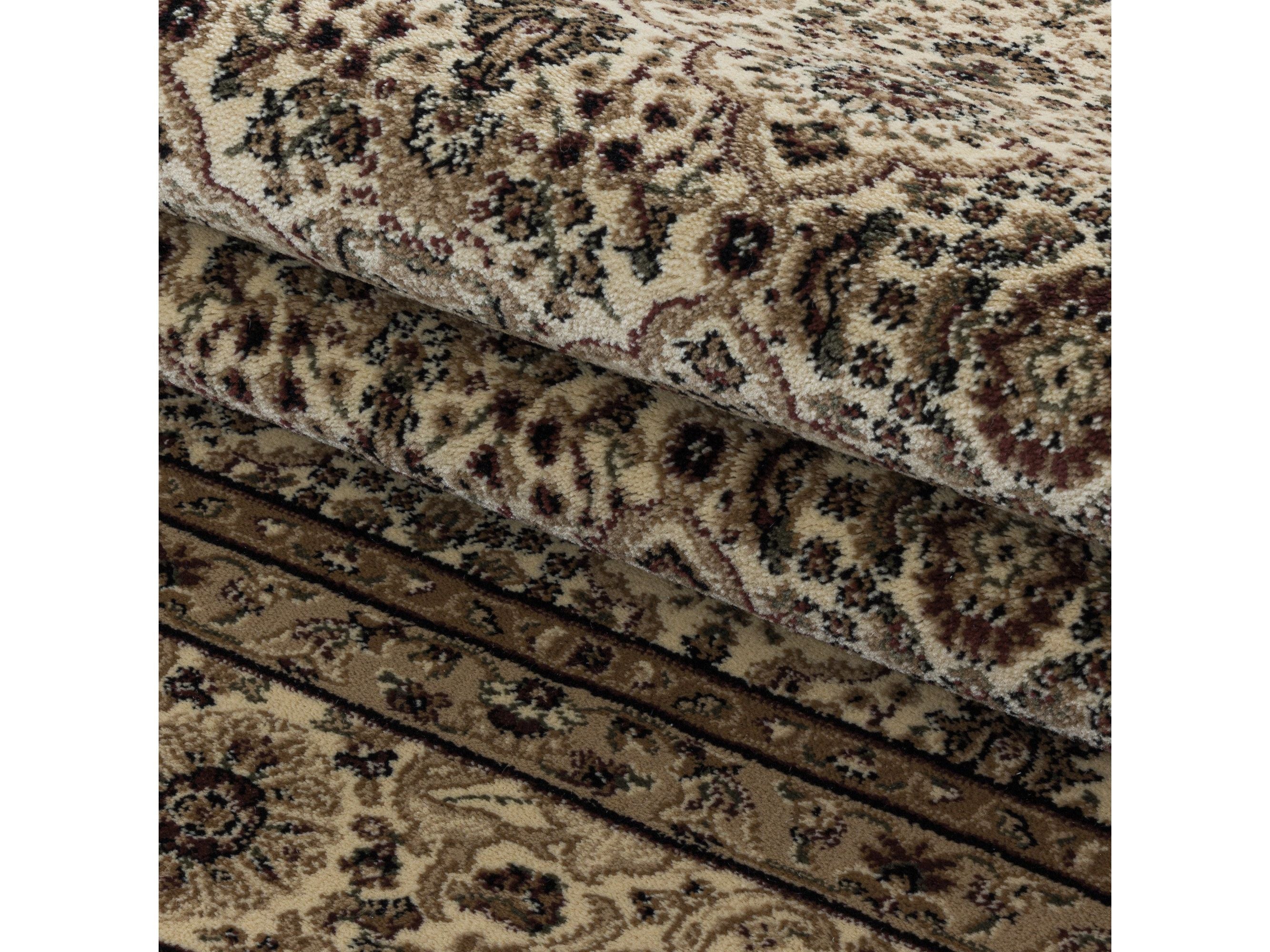 Wohnzimmer Kurzflor Teppich Design Orient Teppich Klassik Antike Ornamente Beige