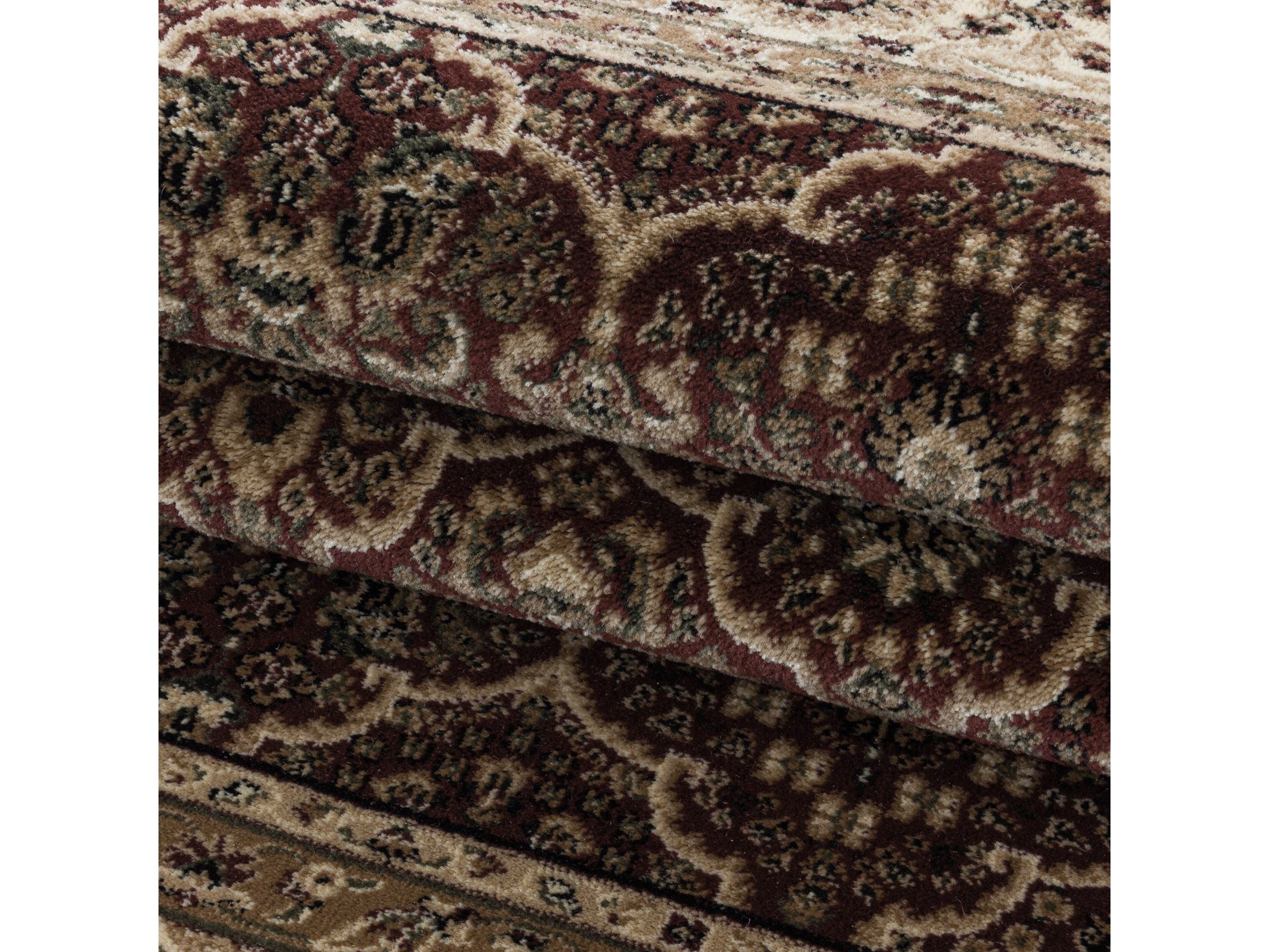 Wohnzimmer Kurzflor Teppich Design Orient Teppich Klassik Antike Ornamente Rot