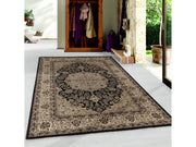 Kurzflor Teppich Klassik Design Orient Antike Nain Wohnzimmer Teppich Schwarz