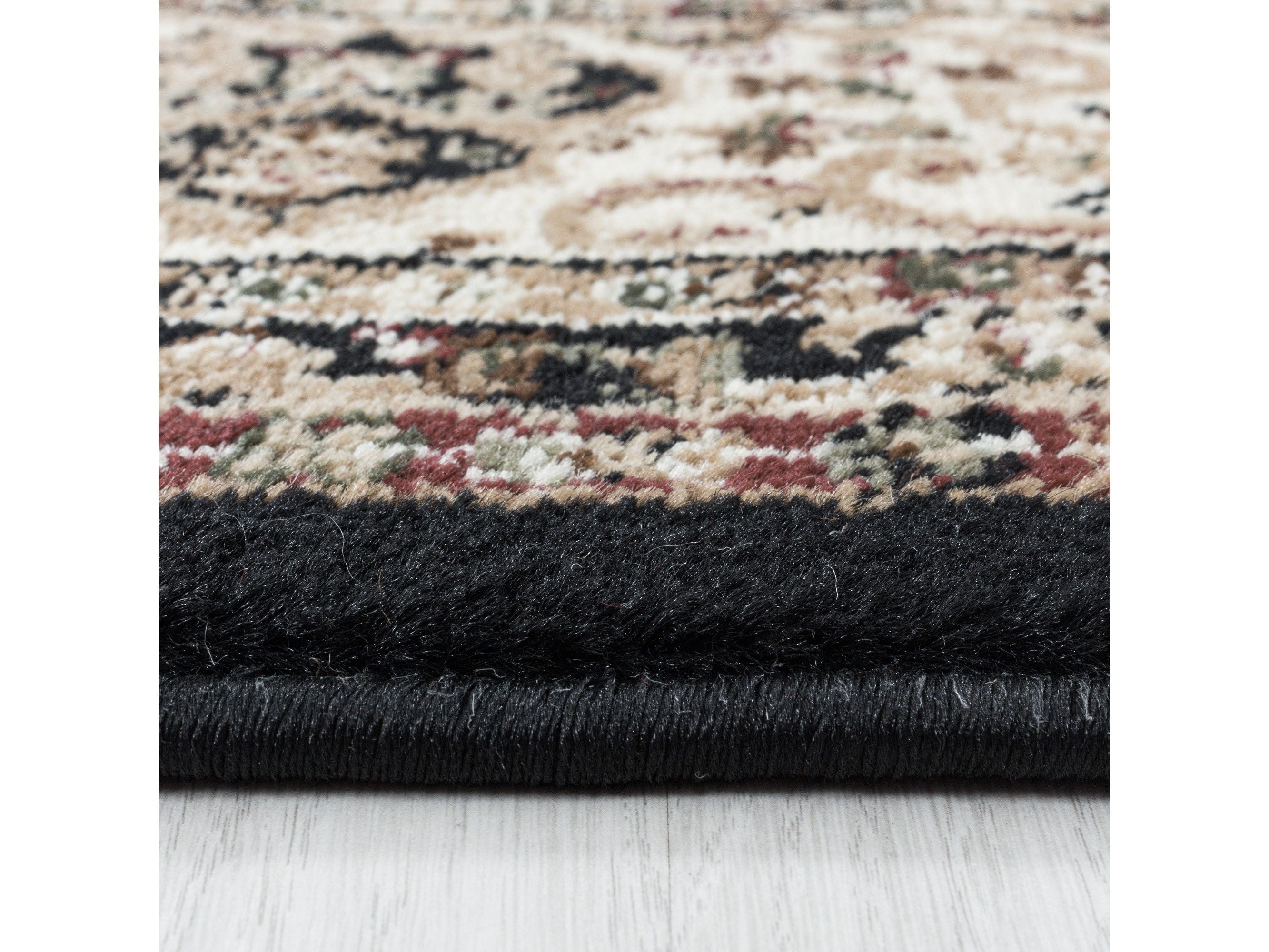 Kurzflor Teppich Klassik Design Orient Antike Nain Wohnzimmer Teppich Schwarz