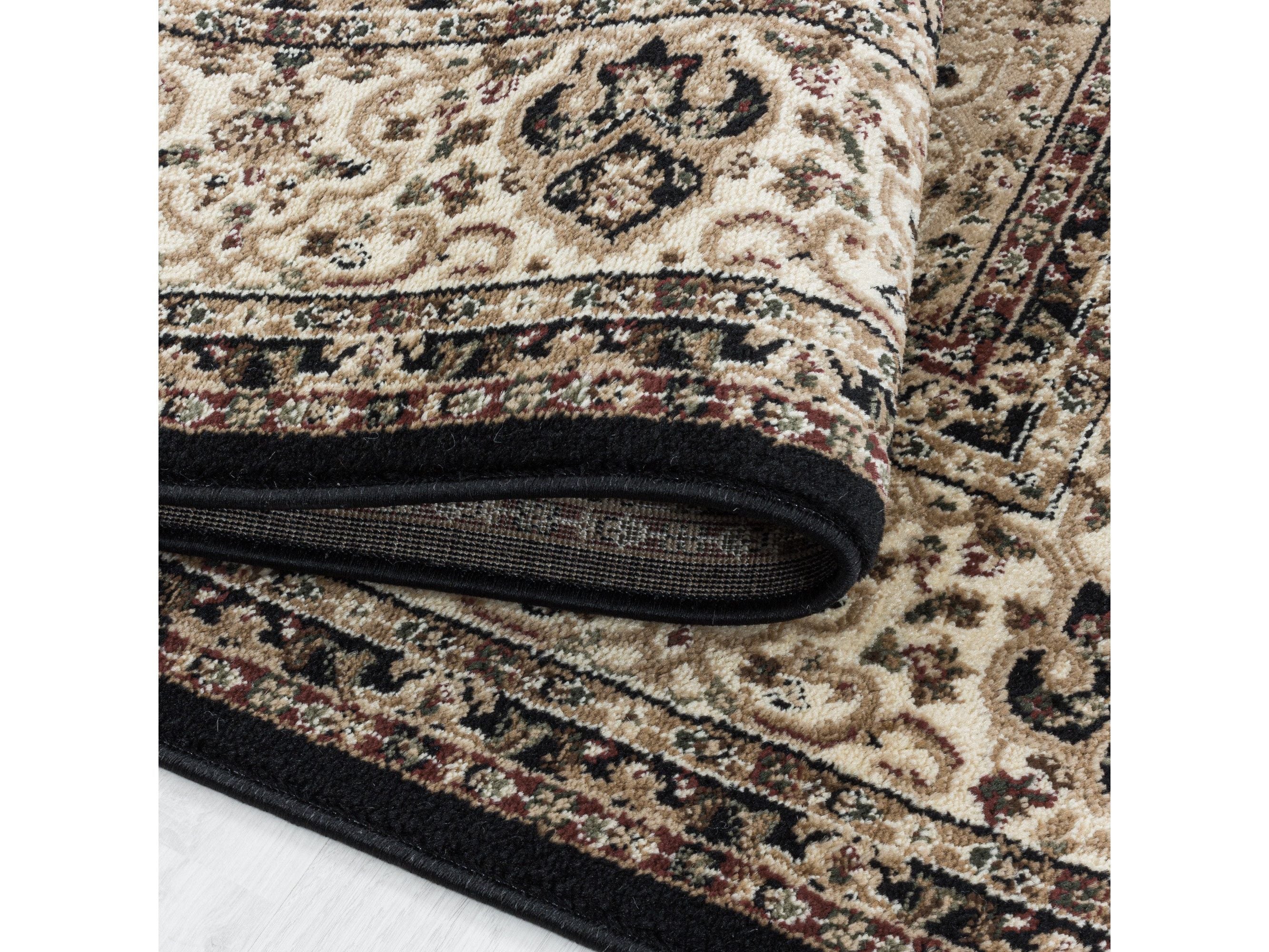 Kurzflor Teppich Klassik Design Orient Antike Nain Wohnzimmer Teppich Schwarz