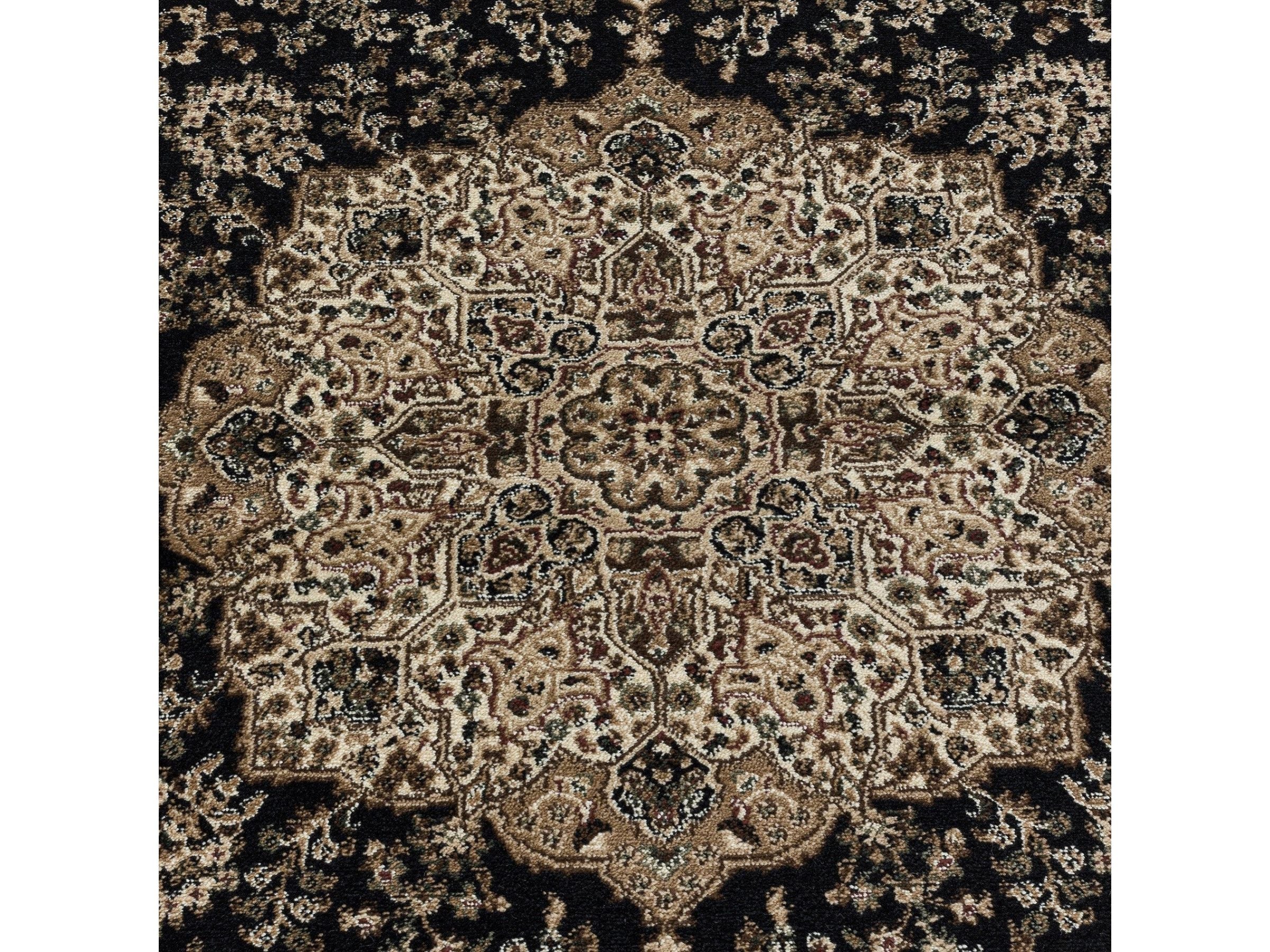 Kurzflor Teppich Klassik Design Orient Antike Nain Wohnzimmer Teppich Schwarz