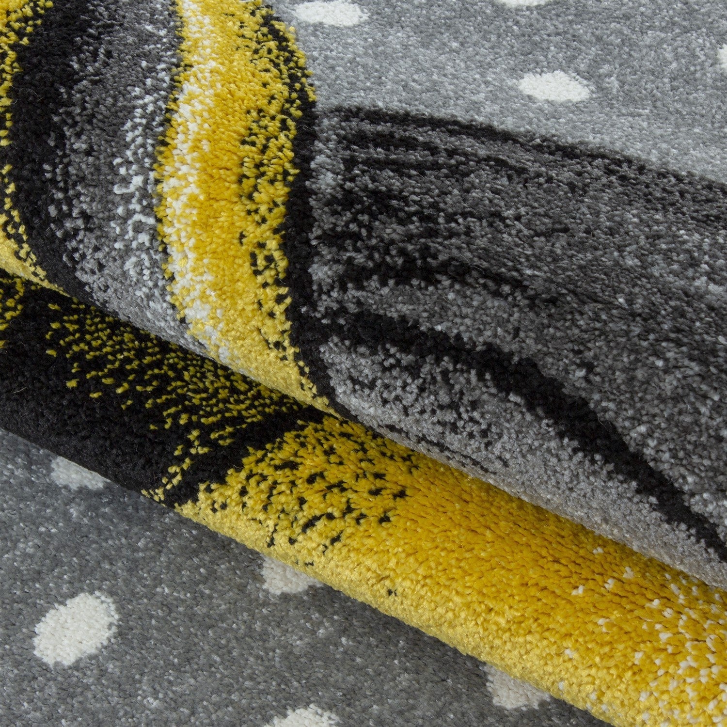 Kinderteppich Kinderzimmer Teppich Einhorn Muster Grau-Weiß-Gelb