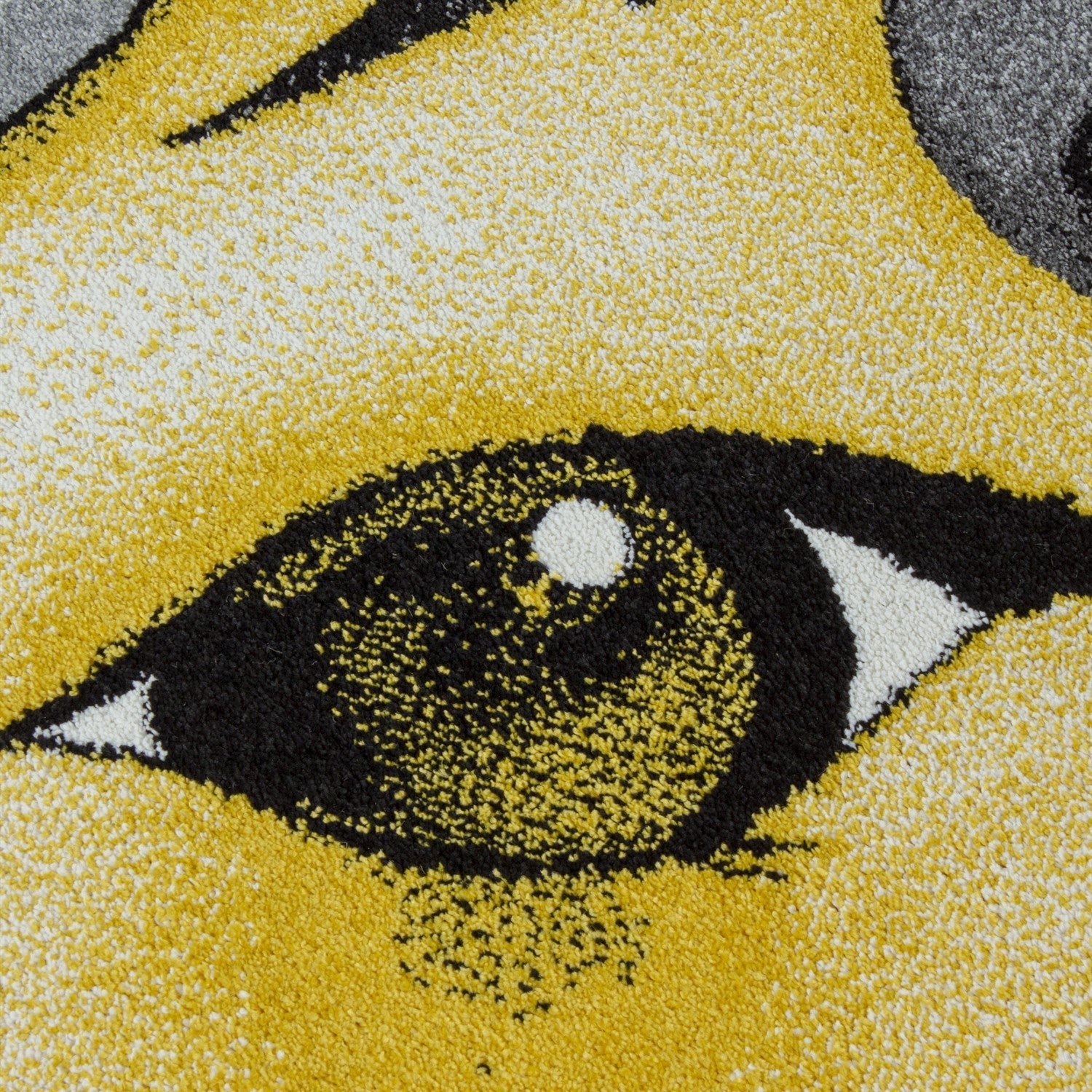 Kinderteppich Kinderzimmer Teppich Einhorn Muster Grau-Weiß-Gelb