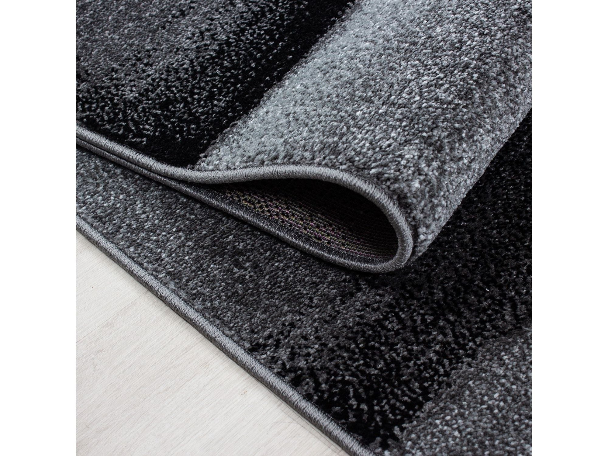 Teppich Modern Designer Wohnzimmer Abstrakt Wellen Muster Grau Schwarz