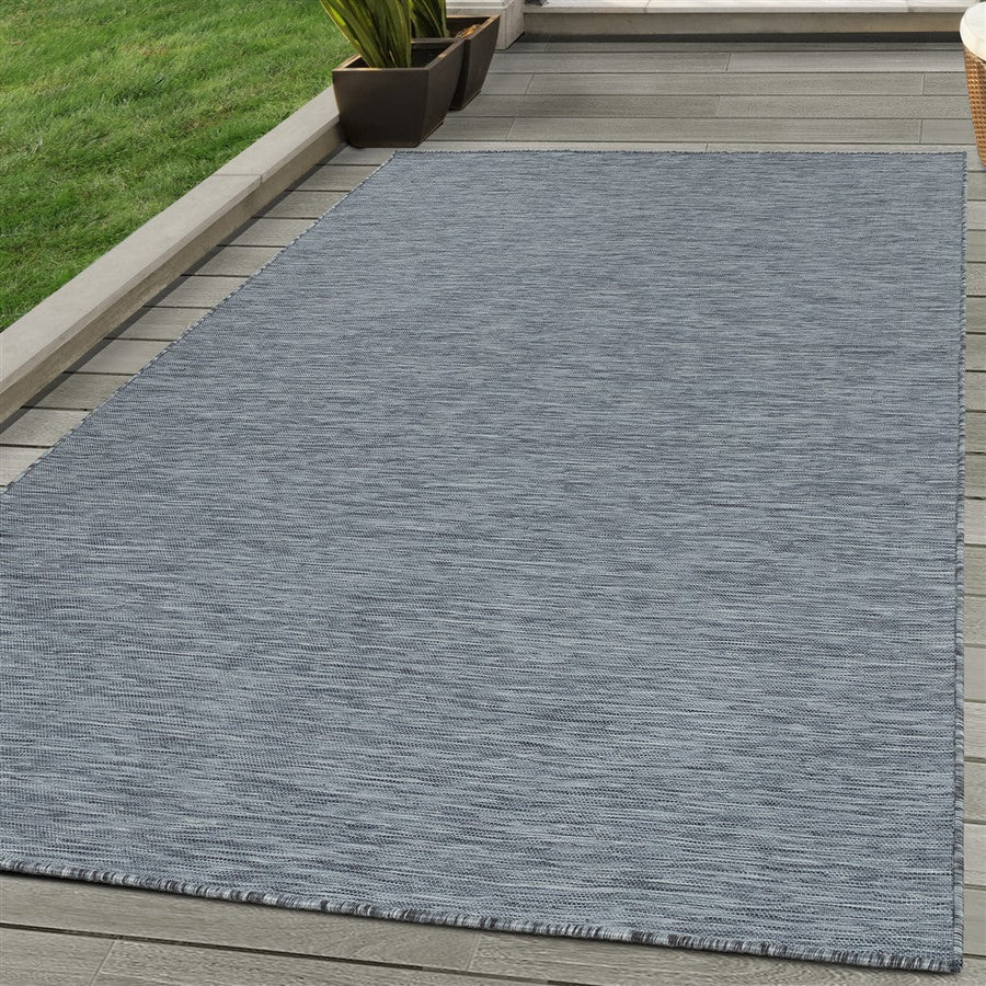 Sisal-look flatweave carpet for patios, indoor/outdoor use, mottled anthracite grey