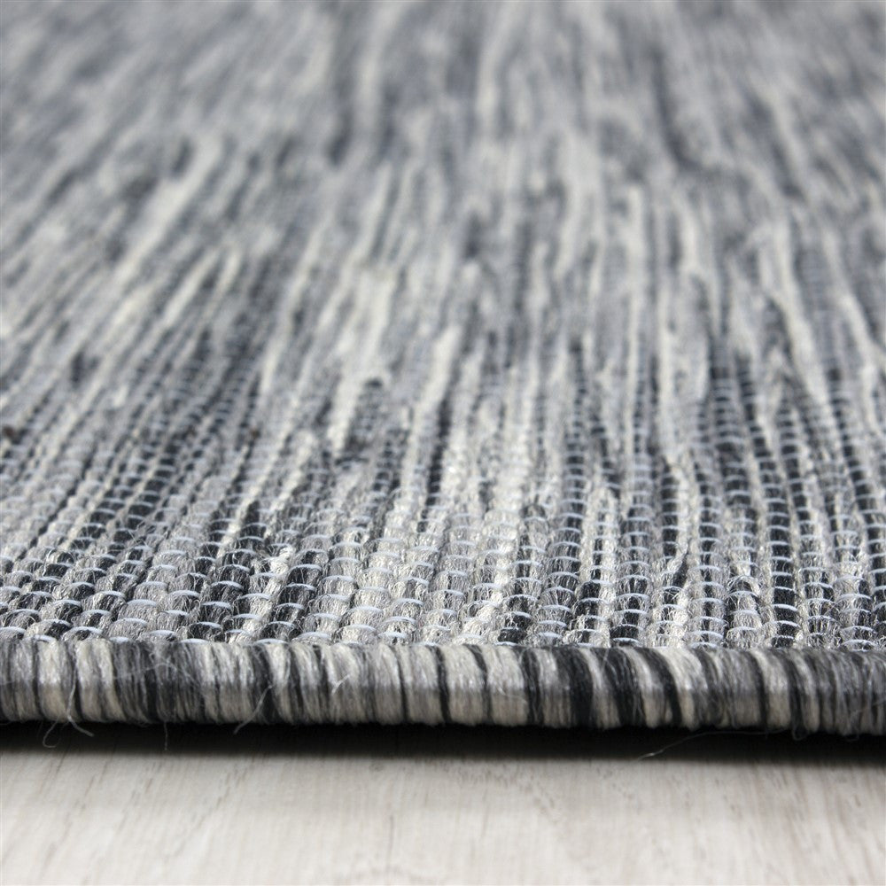 Teppich Sisal optik Flachgewebe Terrassen In-  outdoor meliert Anthrazit Grau