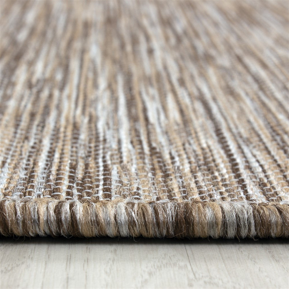 Teppich Sisal optik Flachgewebe Terrassen In- Outdoor Meliert Braun Beige Creme