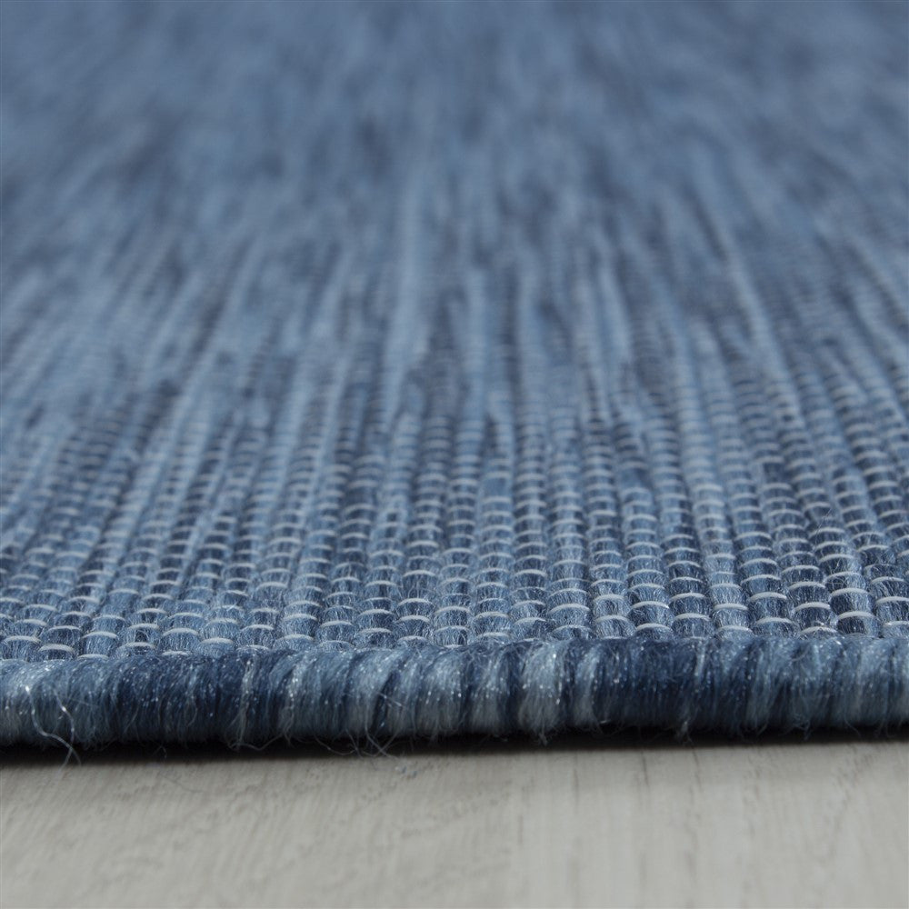 Teppich Sisal optik Flachgewebe Terrassen In- Outdoor Meliert Marineblau Blau