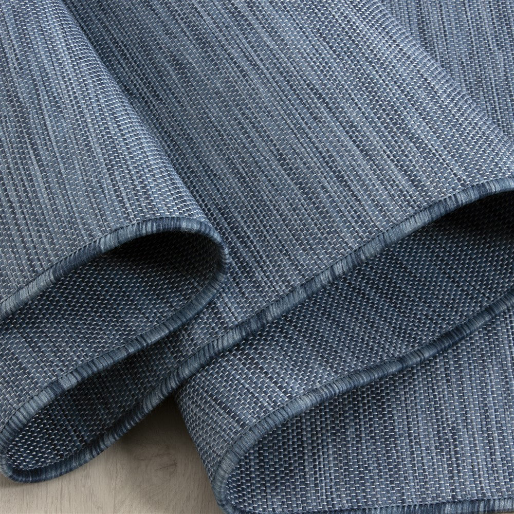 Teppich Sisal optik Flachgewebe Terrassen In- Outdoor Meliert Marineblau Blau