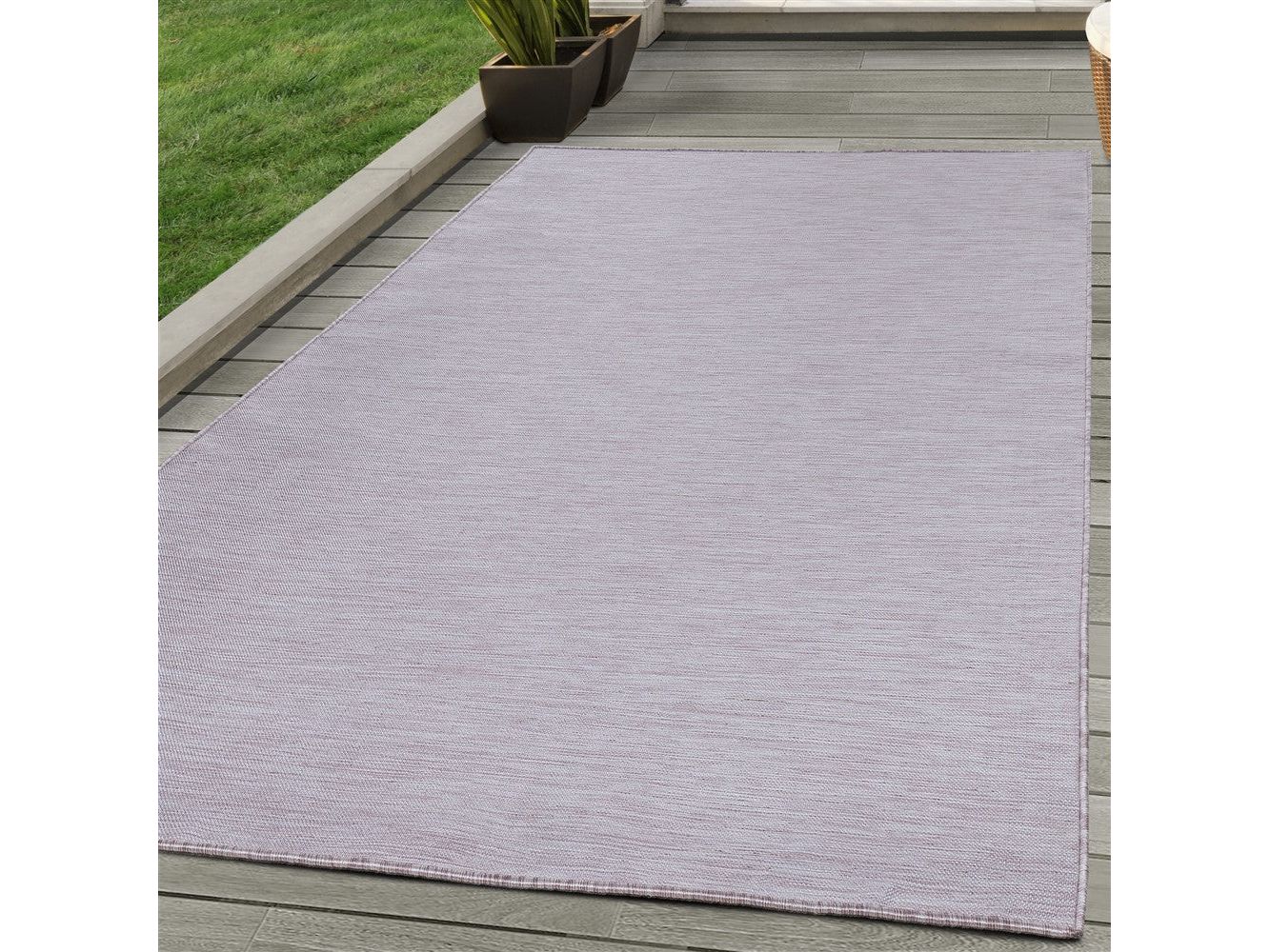 Teppich Sisal optik Flachgewebe Terrassen In- Outdoor Meliert Pink Creme