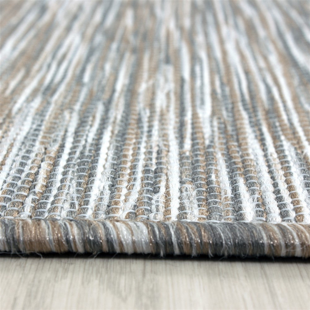 Teppich Sisal optik Flachgewebe Terrassen In- Outdoor Meliert Grau Beige Weiß