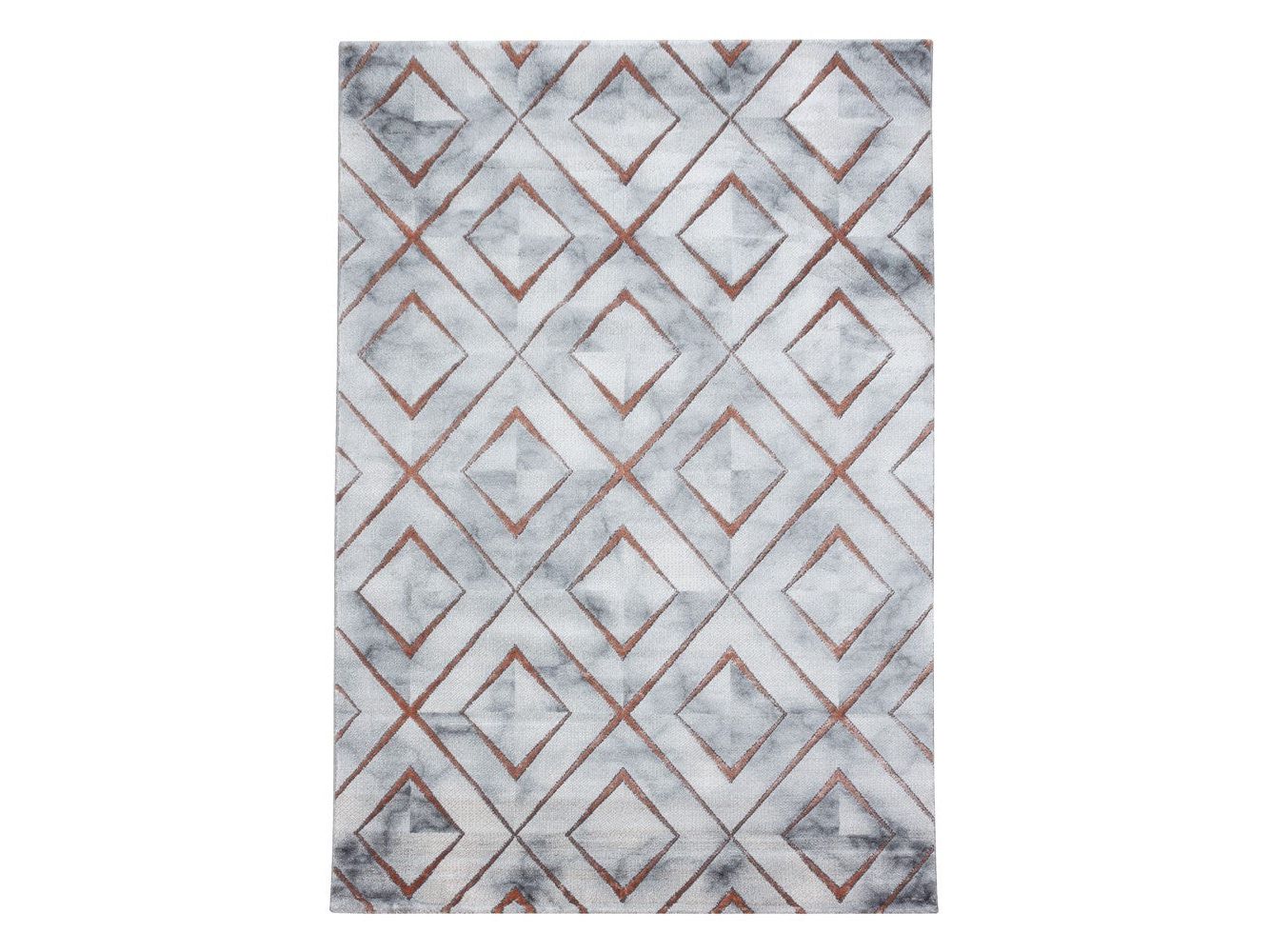 Wohnzimmerteppich Kurzflor Teppich Design Marmoriert Raute Karo Bronze