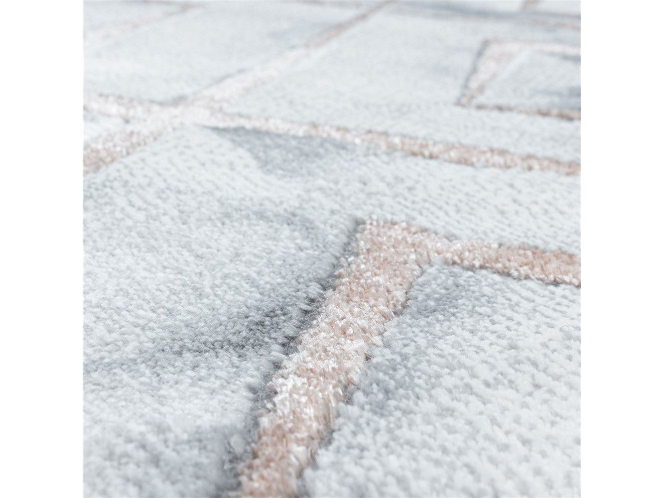 Wohnzimmerteppich Kurzflor Teppich Design Marmoriert Raute Karo Bronze