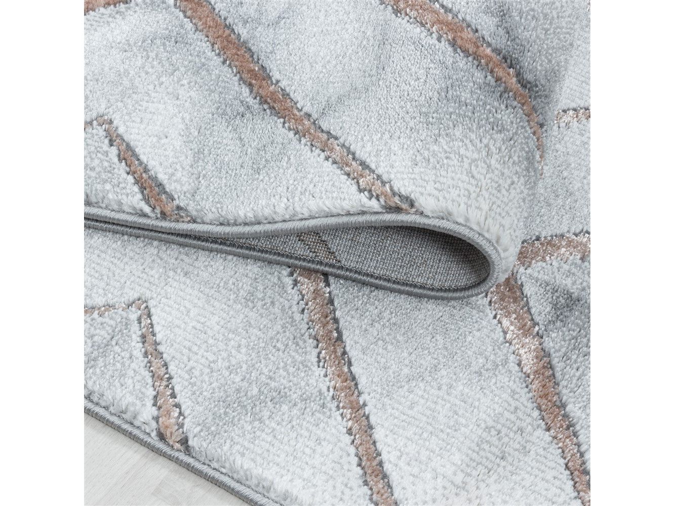 Wohnzimmerteppich Kurzflor Teppich Design Marmoriert Raute Karo Bronze