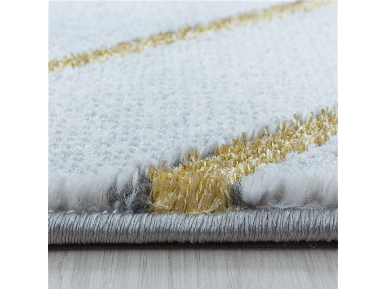 Wohnzimmerteppich Kurzflor Teppich Design Marmoriert Rauten Karo Gold