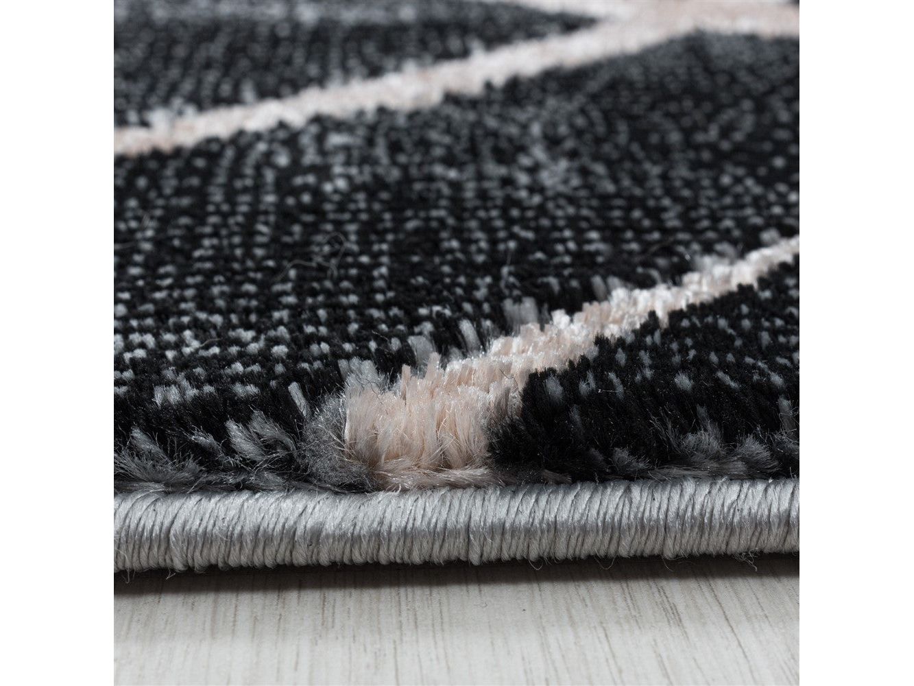 Wohnzimmerteppich Kurzflor Teppich Dunkel Marmoriert Rauten Karo Bronze