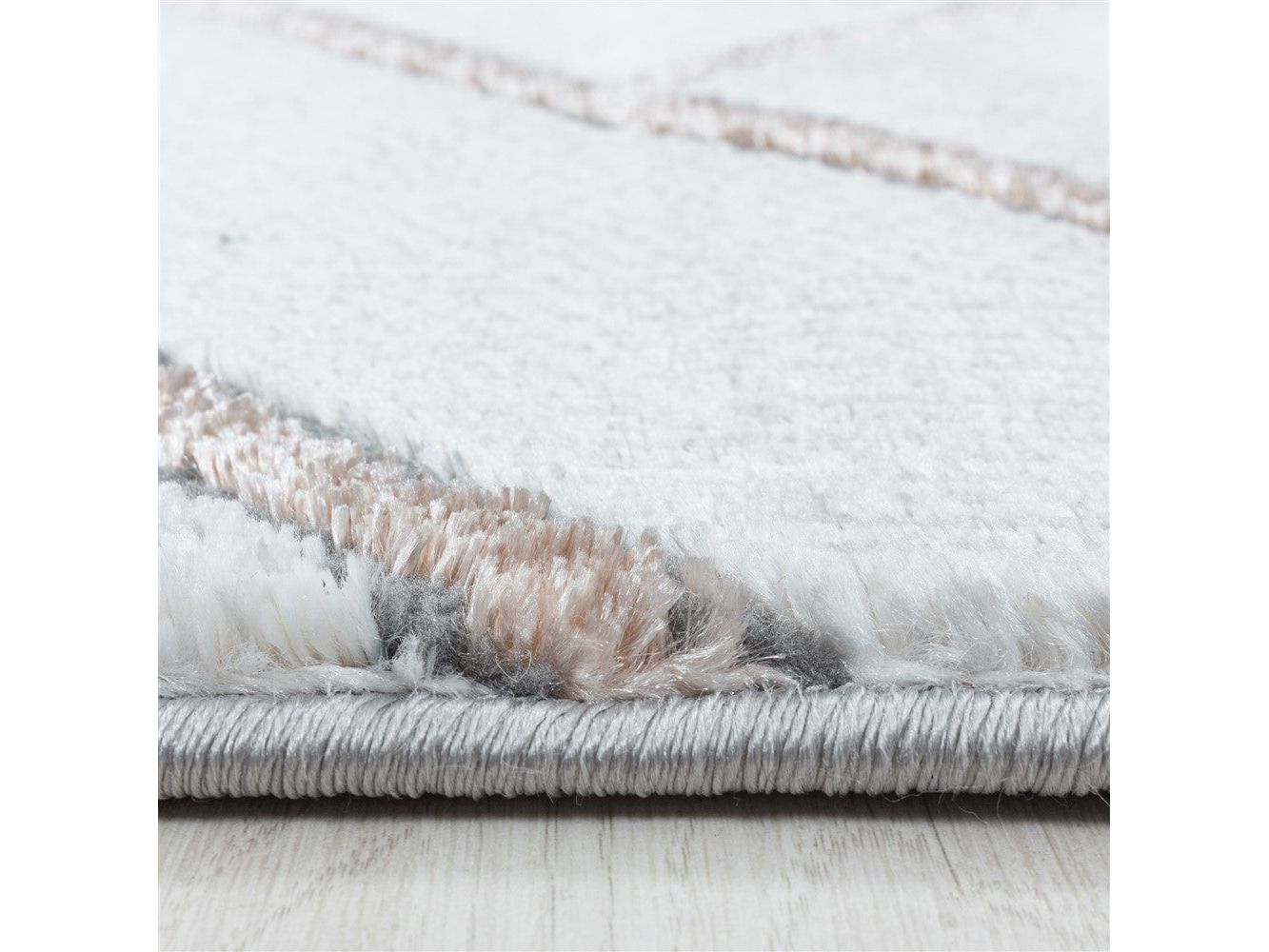 Wohnzimmerteppich Kurzflor Teppich Muster Marmoriert Linien Karo Bronze