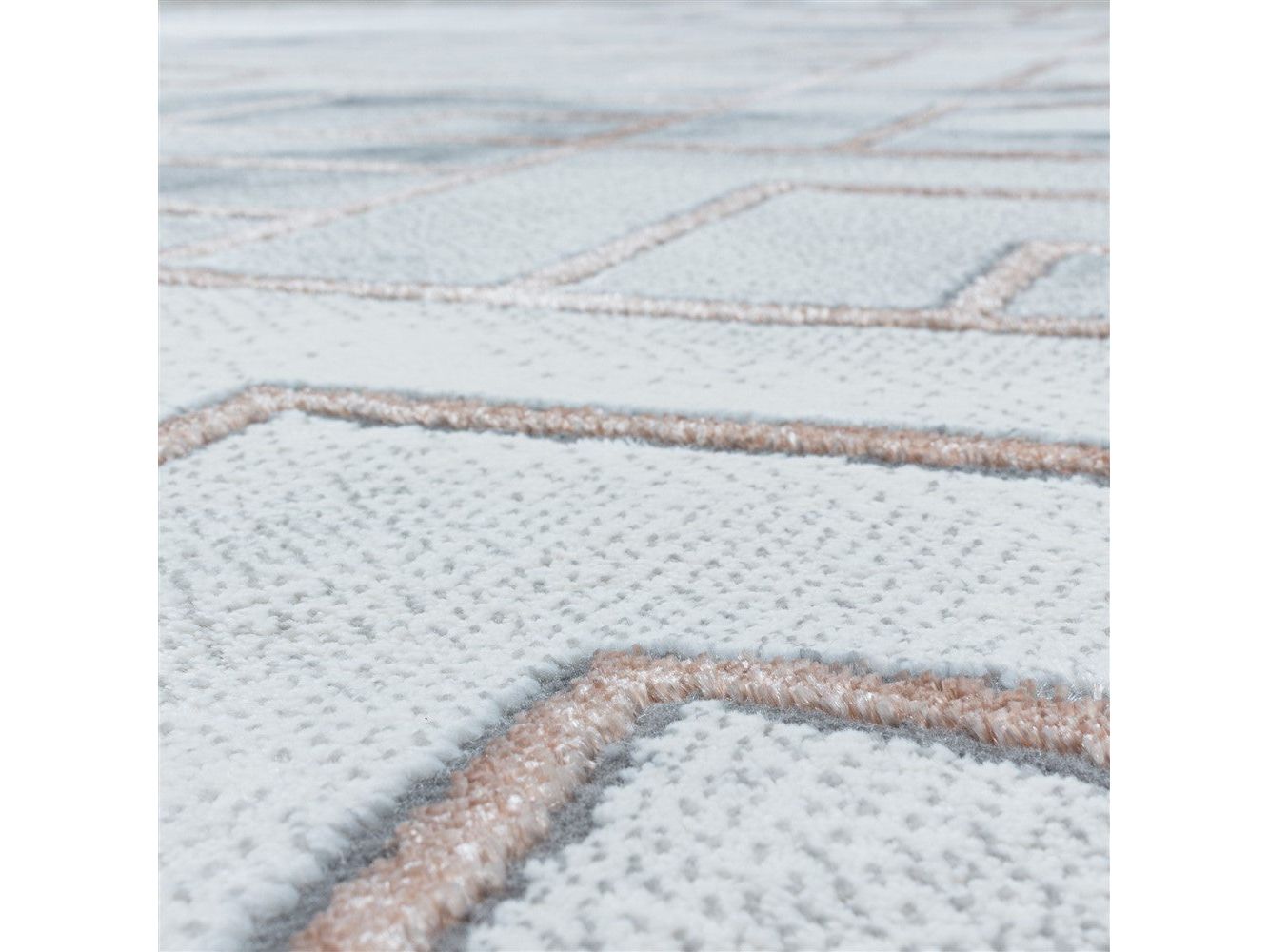 Wohnzimmerteppich Kurzflor Teppich Muster Marmoriert Linien Karo Bronze