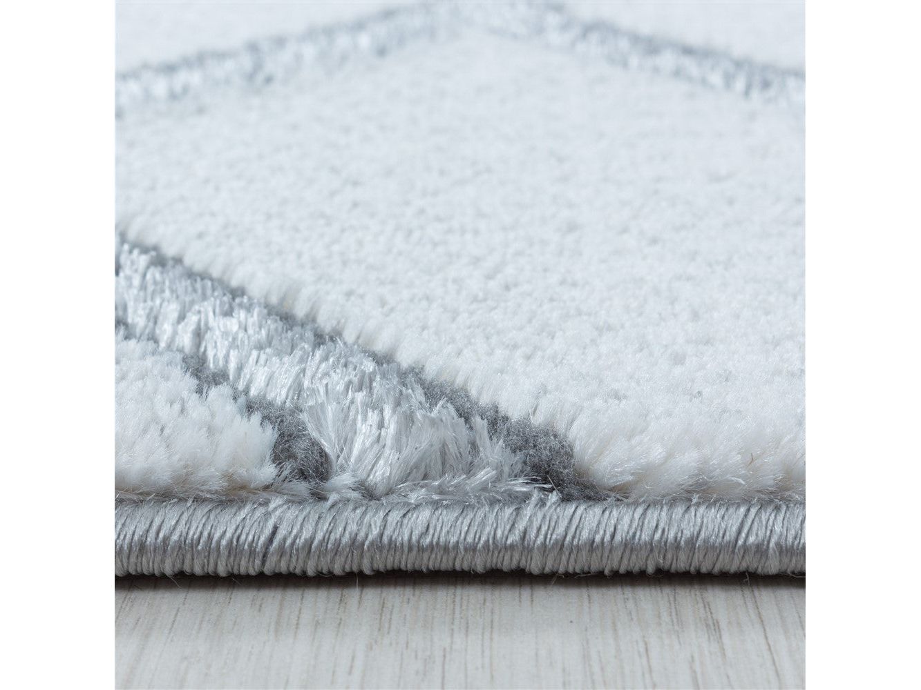 Wohnzimmerteppich Kurzflor Teppich Muster Marmoriert Linien Karo Silber