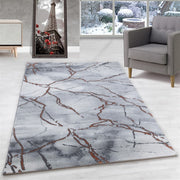 Wohnzimmerteppich Kurzflor Teppich Marmor Design Marmoriert Bronze