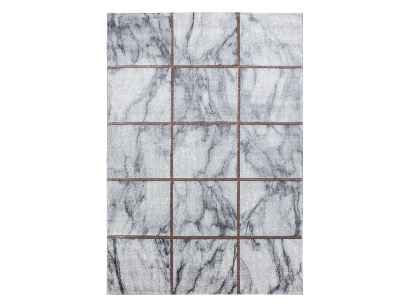 Wohnzimmerteppich Kurzflor Teppich Vierecke Design Marmoriert Bronze