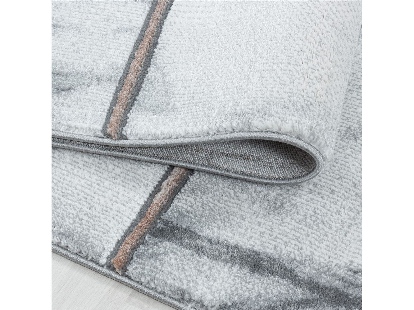 Wohnzimmerteppich Kurzflor Teppich Vierecke Design Marmoriert Bronze