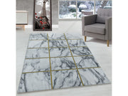 Wohnzimmerteppich Kurzflor Teppich Vierecke Design Marmoriert Gold