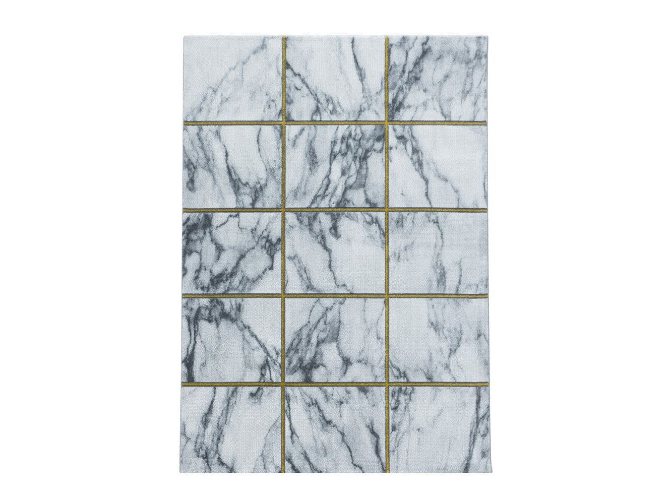 Wohnzimmerteppich Kurzflor Teppich Vierecke Design Marmoriert Gold