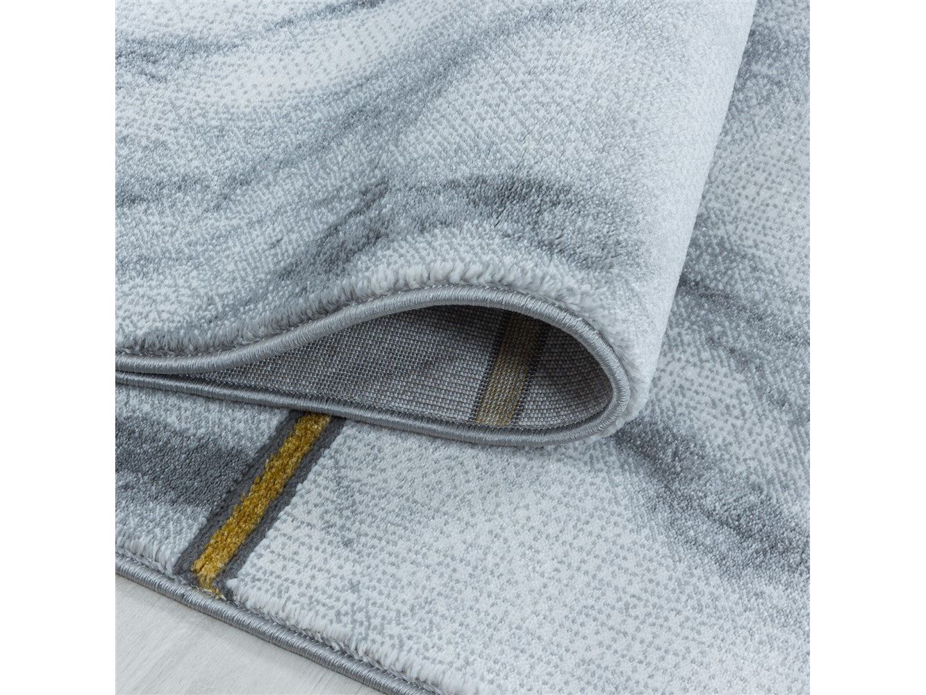 Wohnzimmerteppich Kurzflor Teppich Vierecke Design Marmoriert Gold