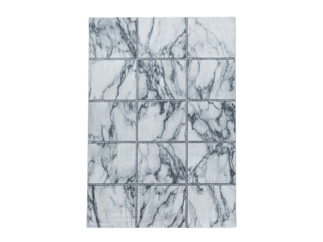 Wohnzimmerteppich Kurzflor Teppich Vierecke Design Marmoriert Silber