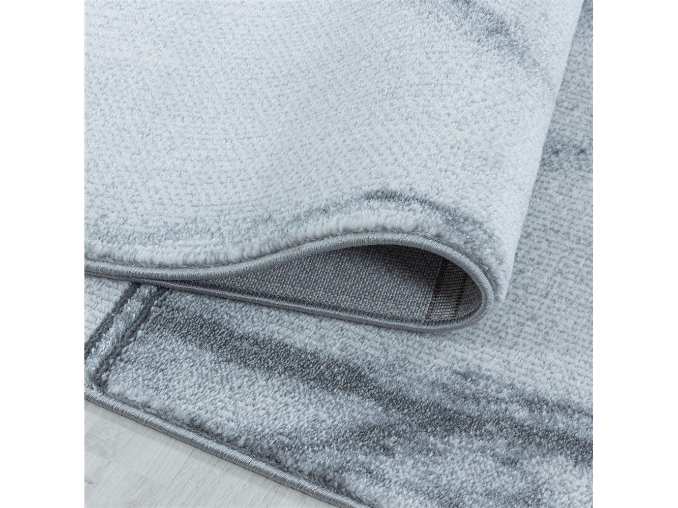 Wohnzimmerteppich Kurzflor Teppich Vierecke Design Marmoriert Silber