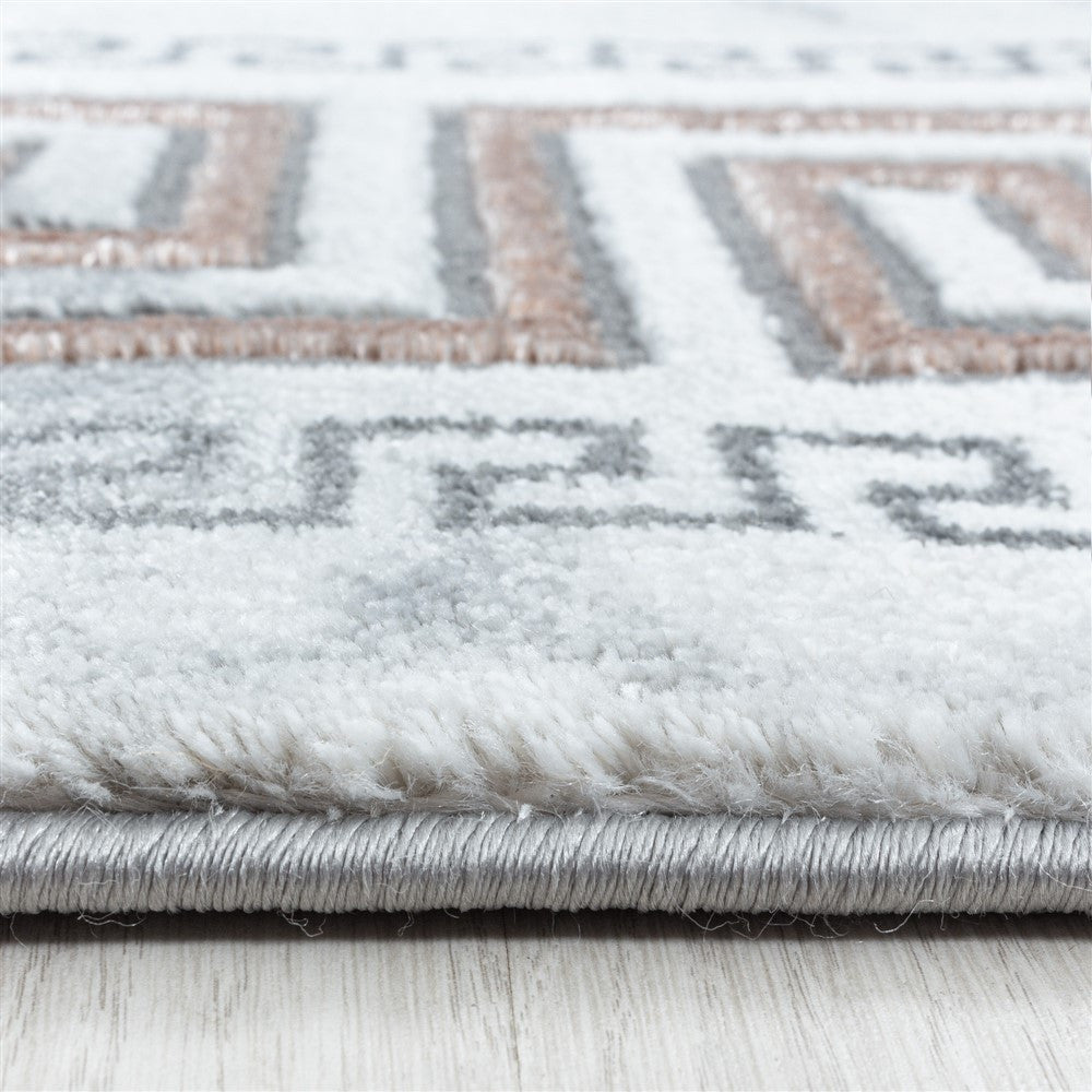 Wohnzimmerteppich Kurzflor Teppich Marmor Design Bordüre Antik Bronze